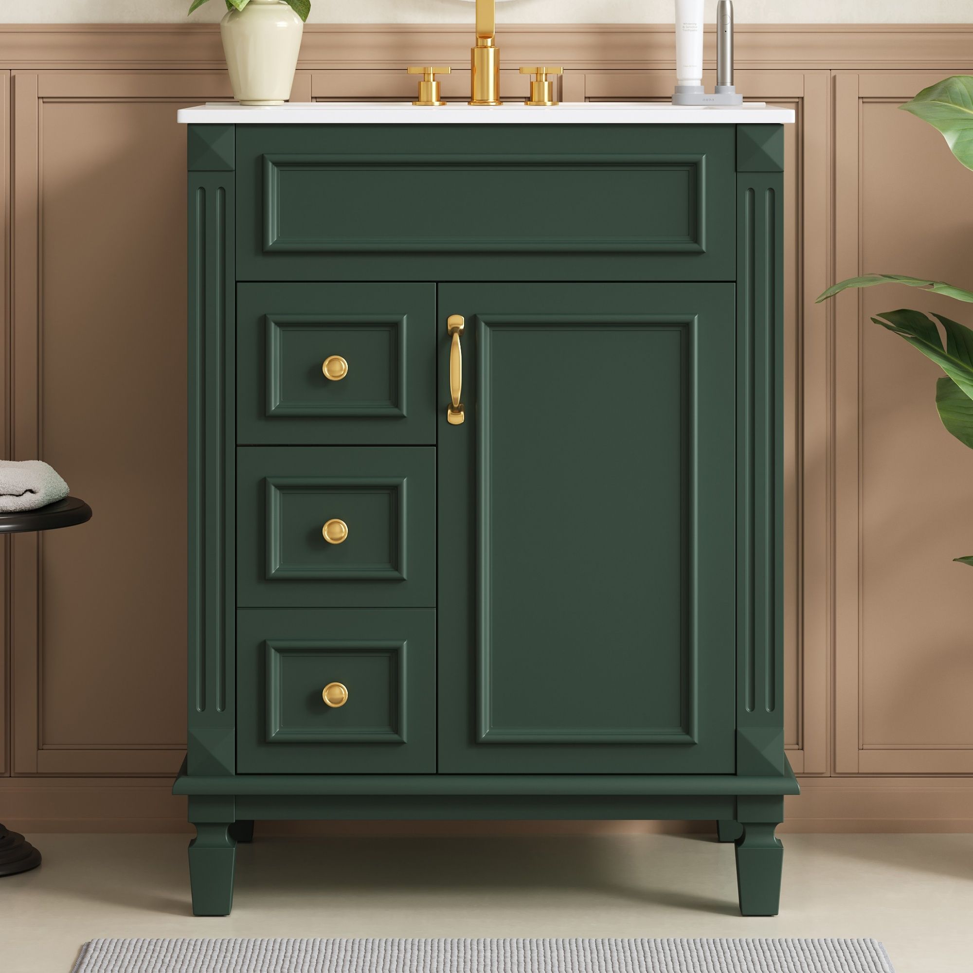 Bathroom Vanity With Sink, Compact Cabinet & 2 Drawers