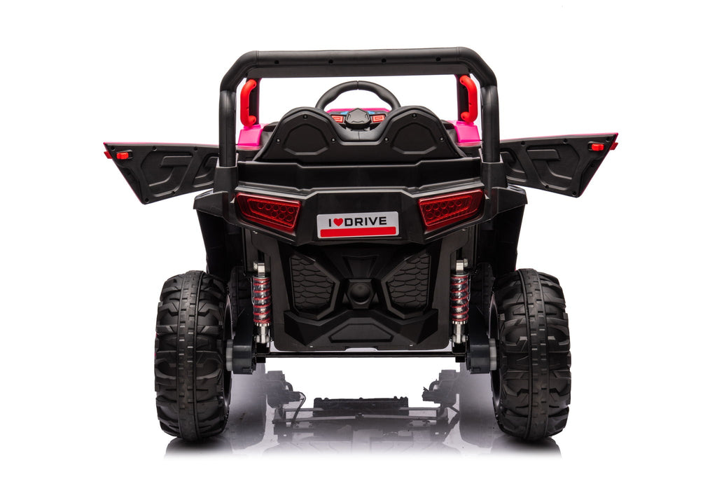 12V7A*1 30W*4 Four-Wheel Drive Seat One Button Start, Forward And Backward, High And Low Speed, Music, Front Light, Power Display, Two Doors Can Open, 2.4G R / C, Seat Belt Four Wheel Absorber