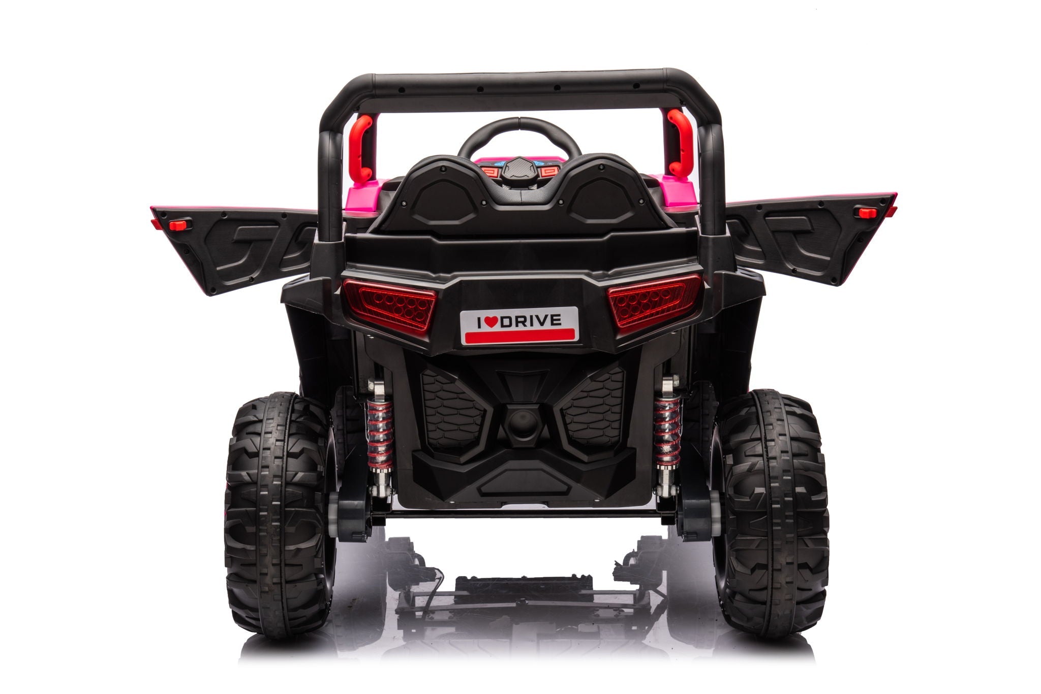 12V7A*1 30W*4 Four-Wheel Drive Seat One Button Start, Forward And Backward, High And Low Speed, Music, Front Light, Power Display, Two Doors Can Open, 2.4G R / C, Seat Belt Four Wheel Absorber