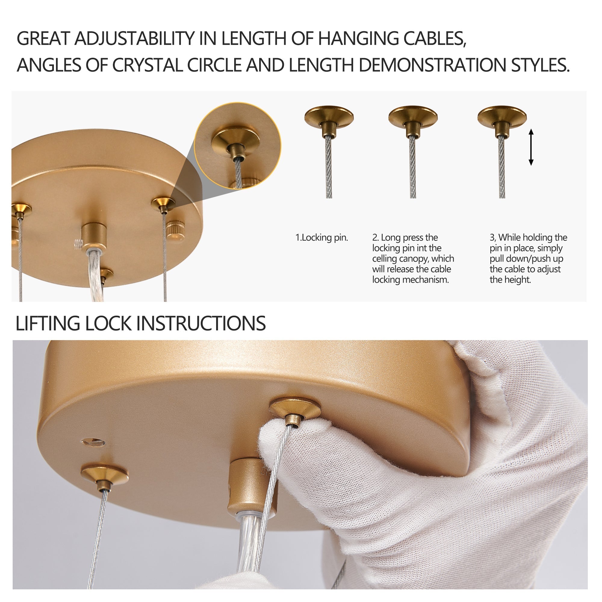 24-inch Modern Golden Pendant Light with Cascading Crystal Strands