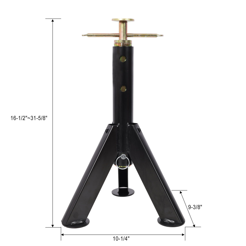 RV Adjustable Telescoping Stabilizer Jack Stand Supports 16" to 30" (Set of 2) - Black