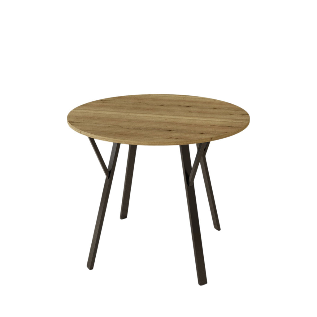 Round Dining Table for 2-4 People - Rustic Brown