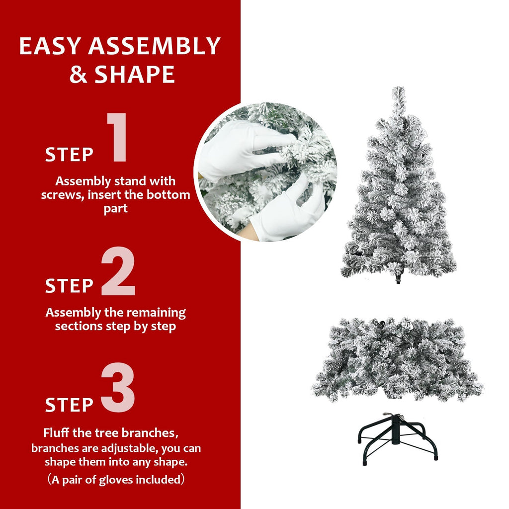 4FT Flocked Christmas Tree with 233 Tips