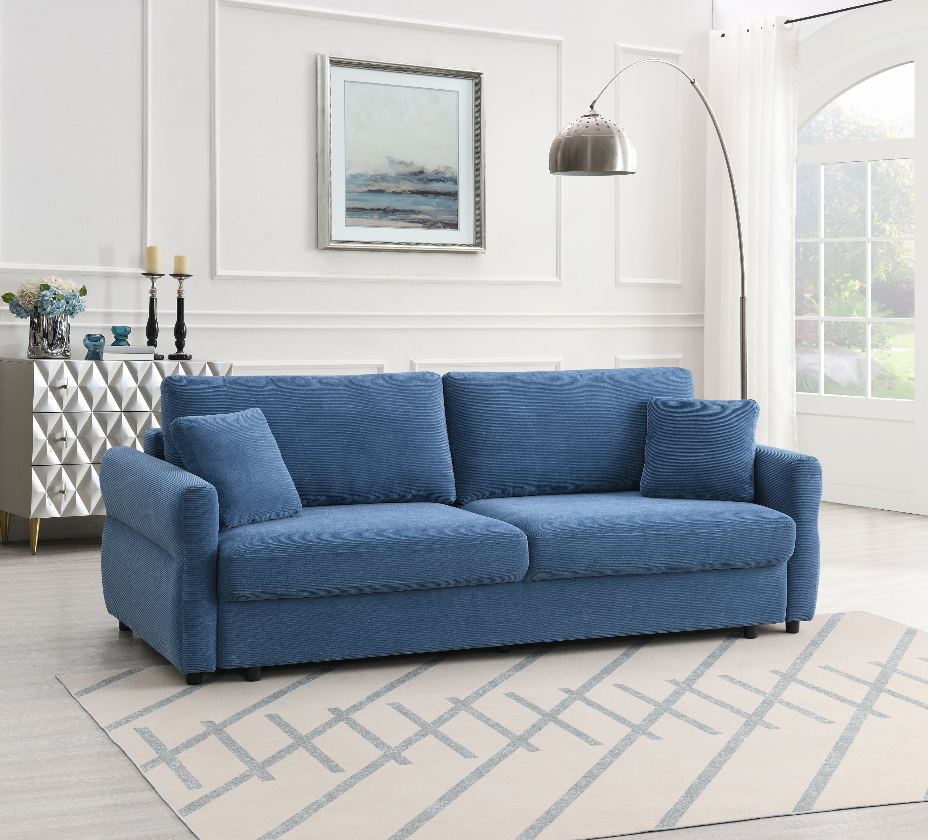 Haran Fabric Pull-Out Sleeper with Storage