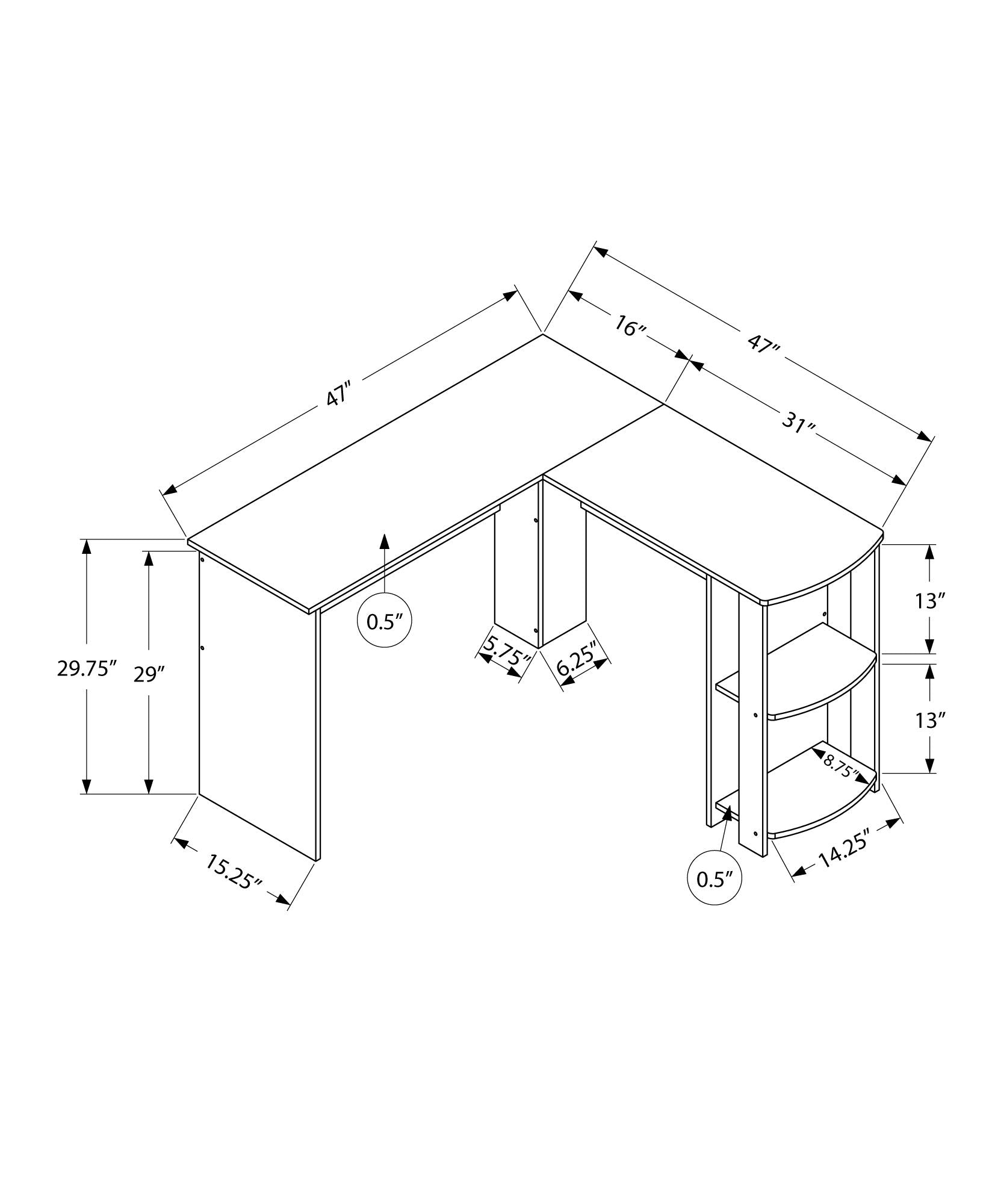 L-Shaped Corner Computer Desk with Storage Shelves