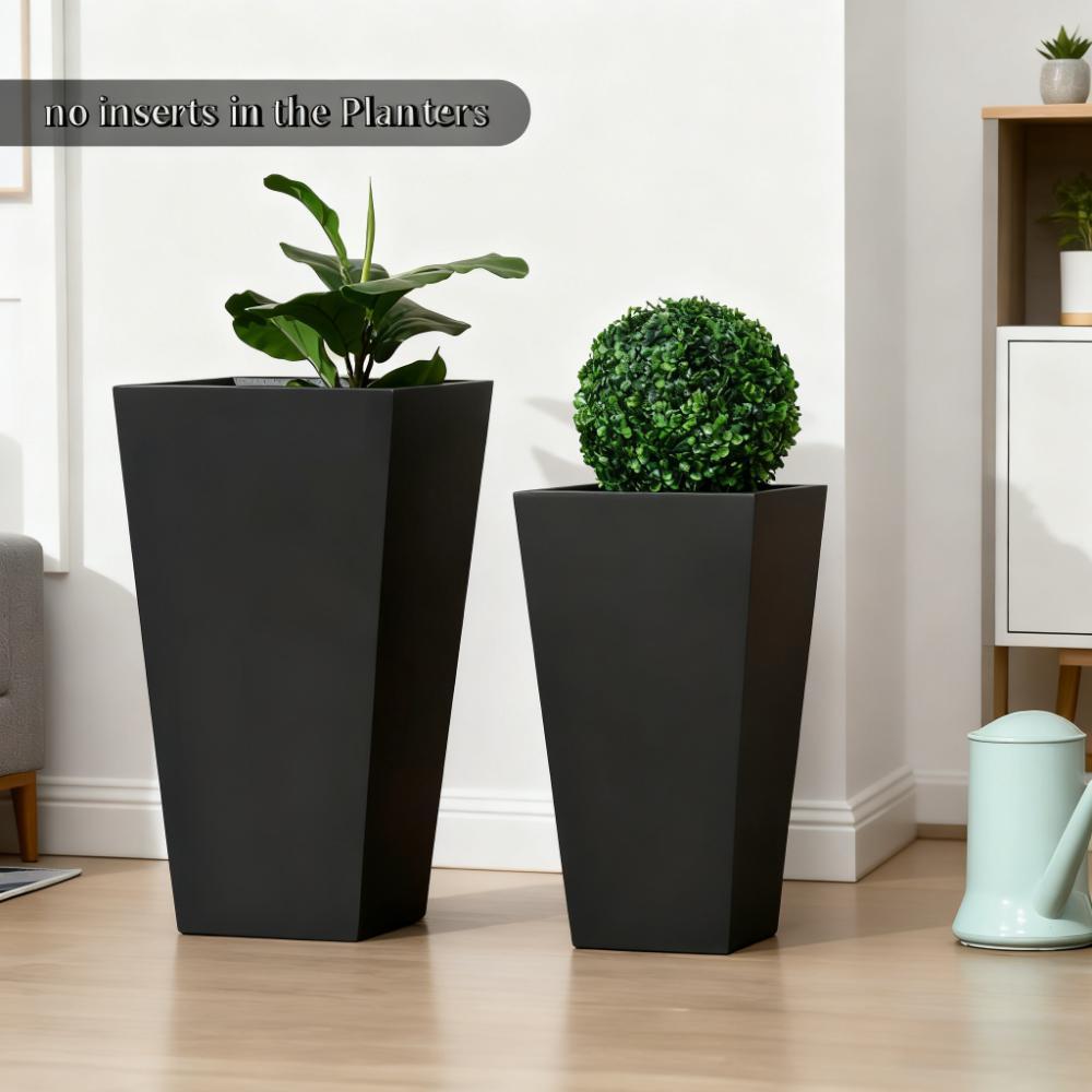 Tall Plant Pot 2-Pack Outdoor Planter Set with Drainage Holes