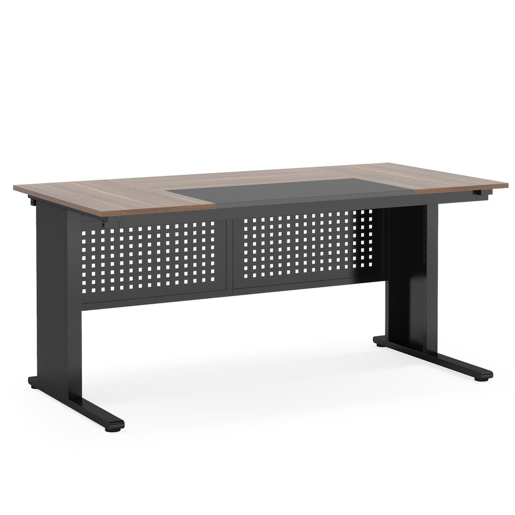 L-Shaped Executive Desk With File Cabinet, Office Workstation With Drawers, Shelves & Storage