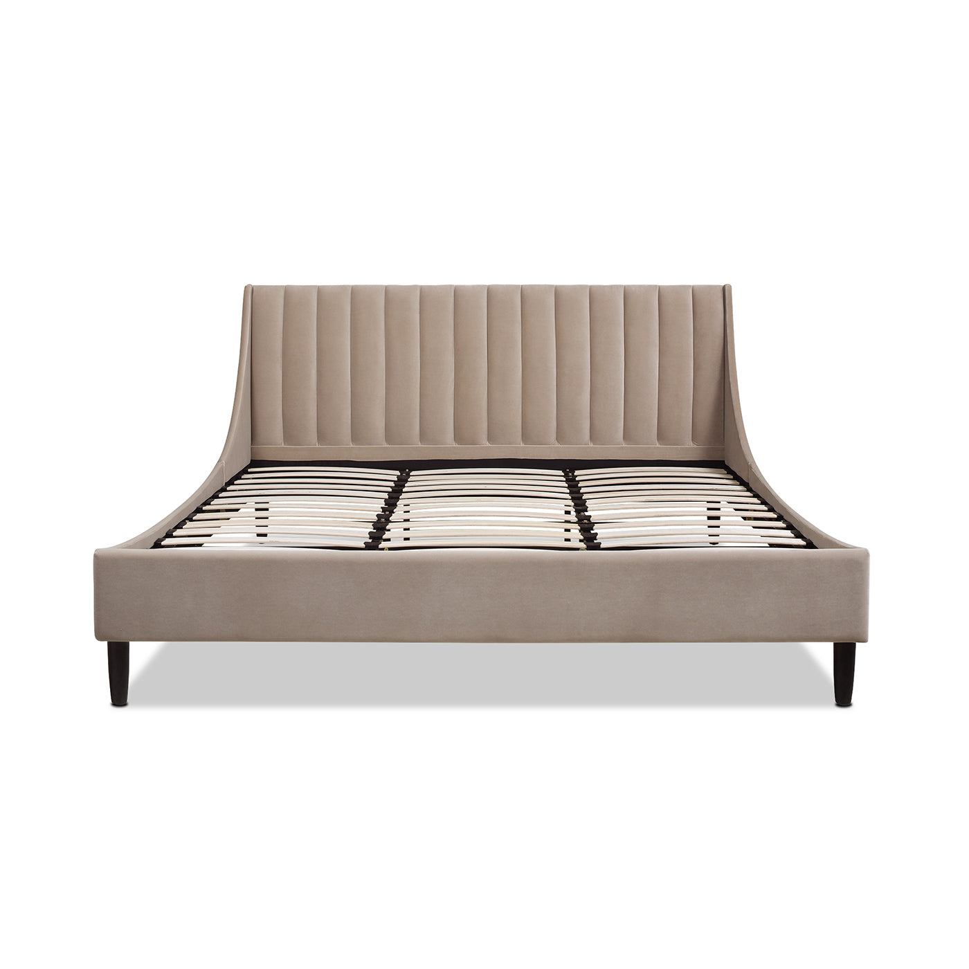 Aspen Vertical Tufted Headboard Platform Bed Set, King, Mink Beige Performance Velvet
