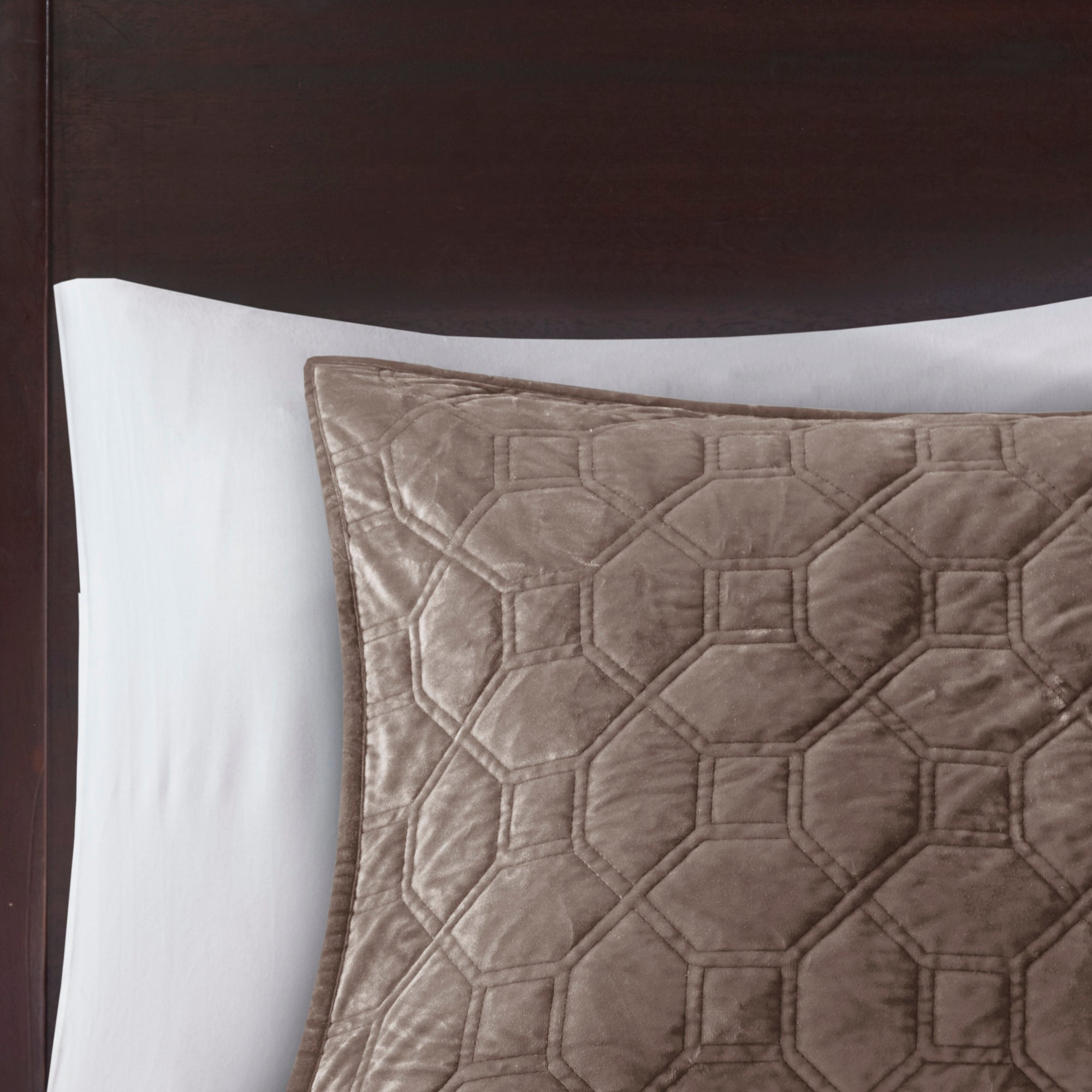3 Piece Velvet Quilt Set Taupe Full/Queen