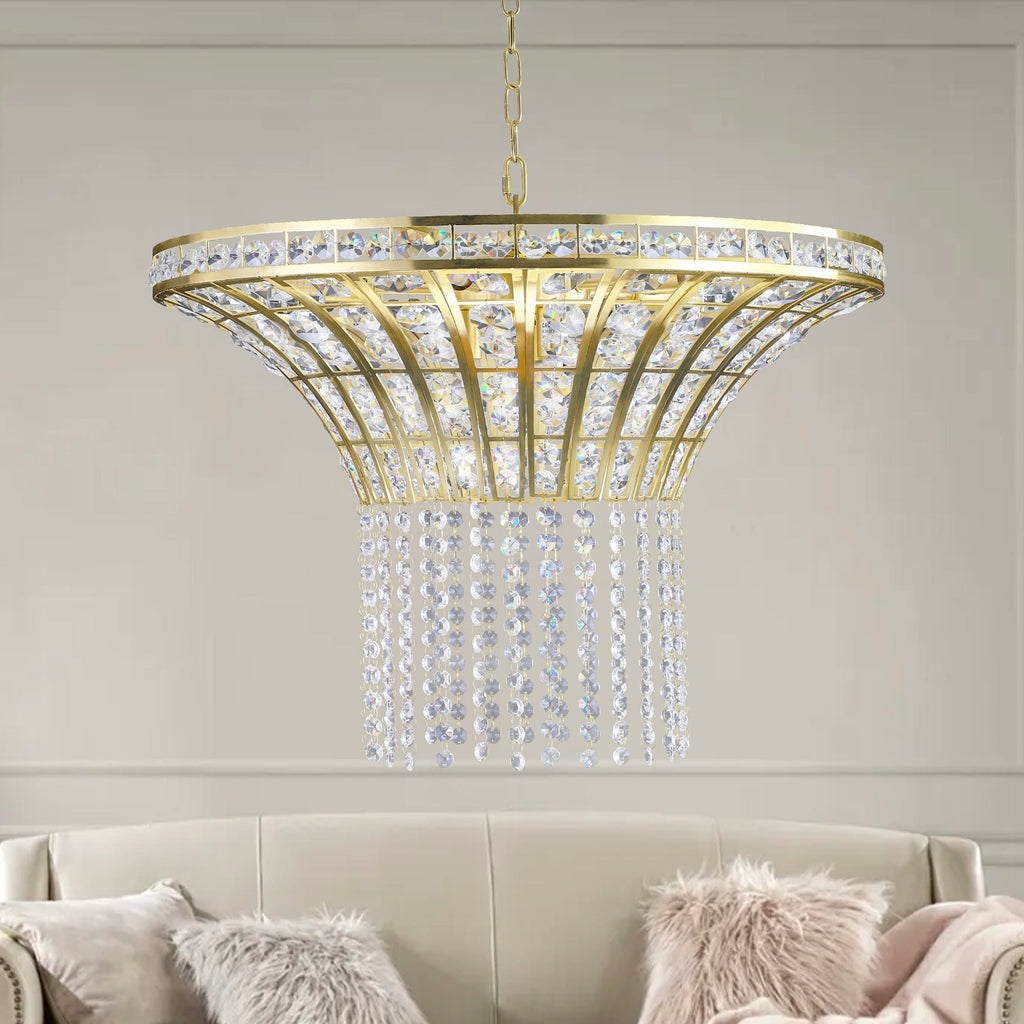 8-Light 23.6' Wide Crystal Waterfall Chandelier