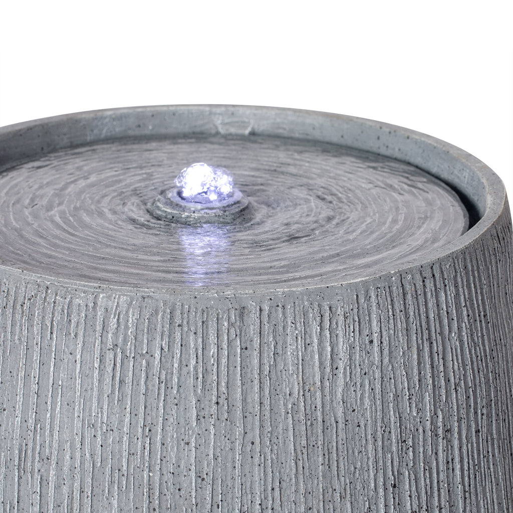 12.99" Gray Polyresin Outdoor Water Fountain with LED Light