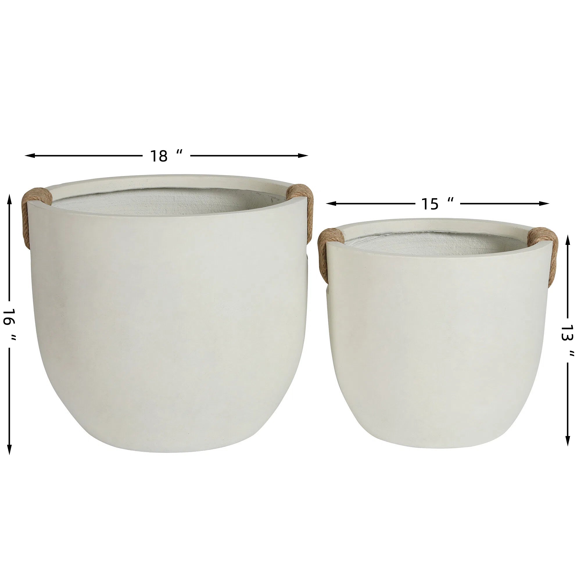Round Concrete Planter Set of 2, Large Handmade Off White Pots