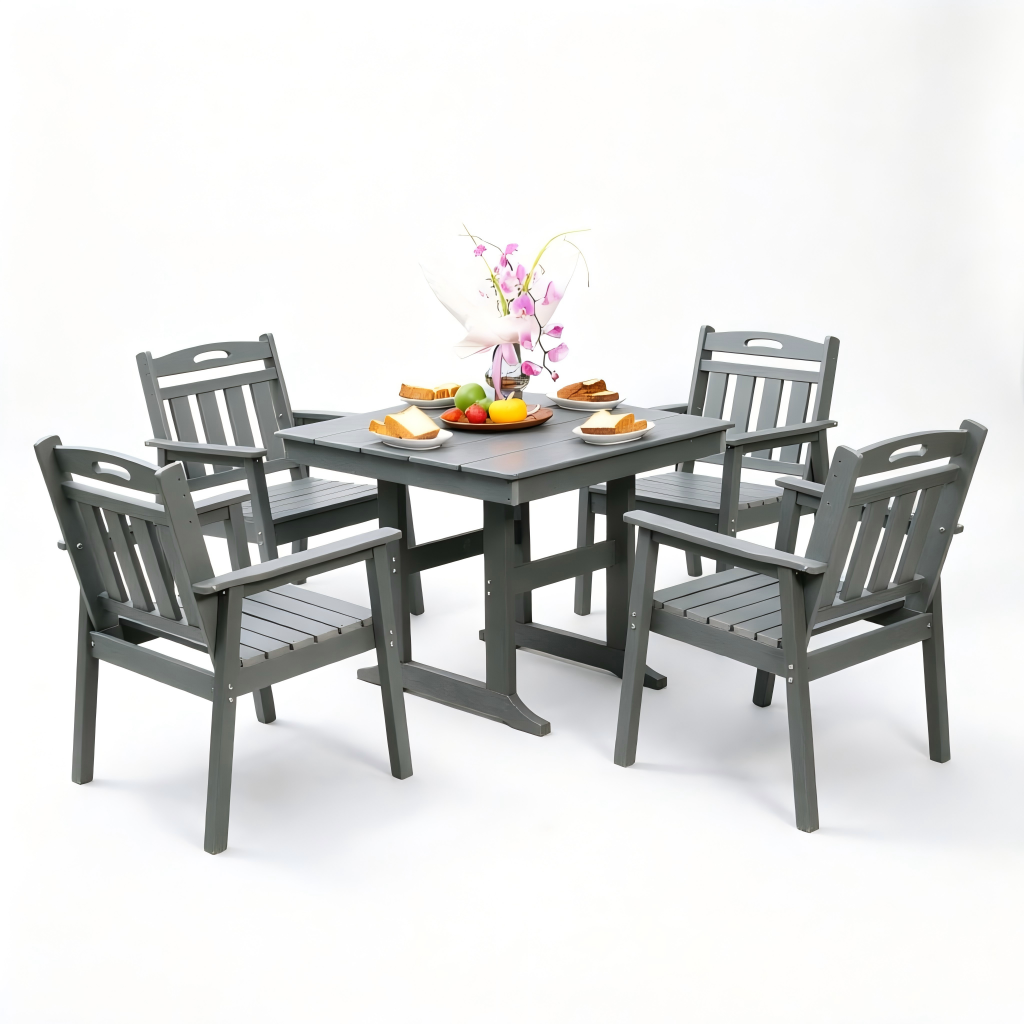 HDPE Outdoor Patio Dining Set with Table and 4 Chairs