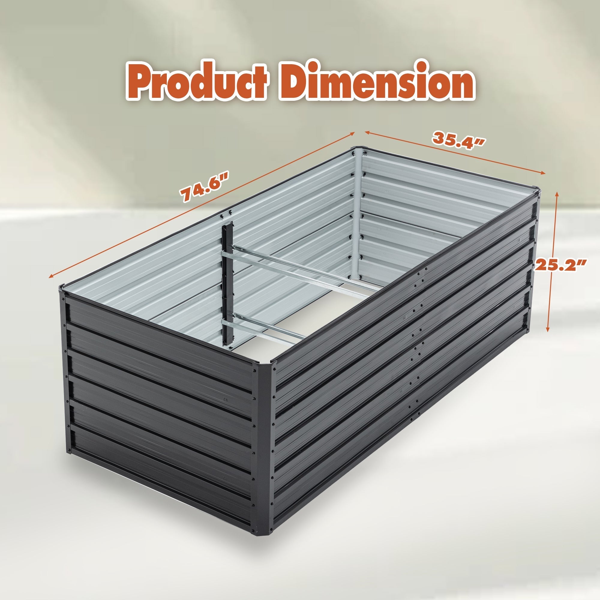 6x3x2 FT Metal Raised Garden Bed for Outdoor Gardening