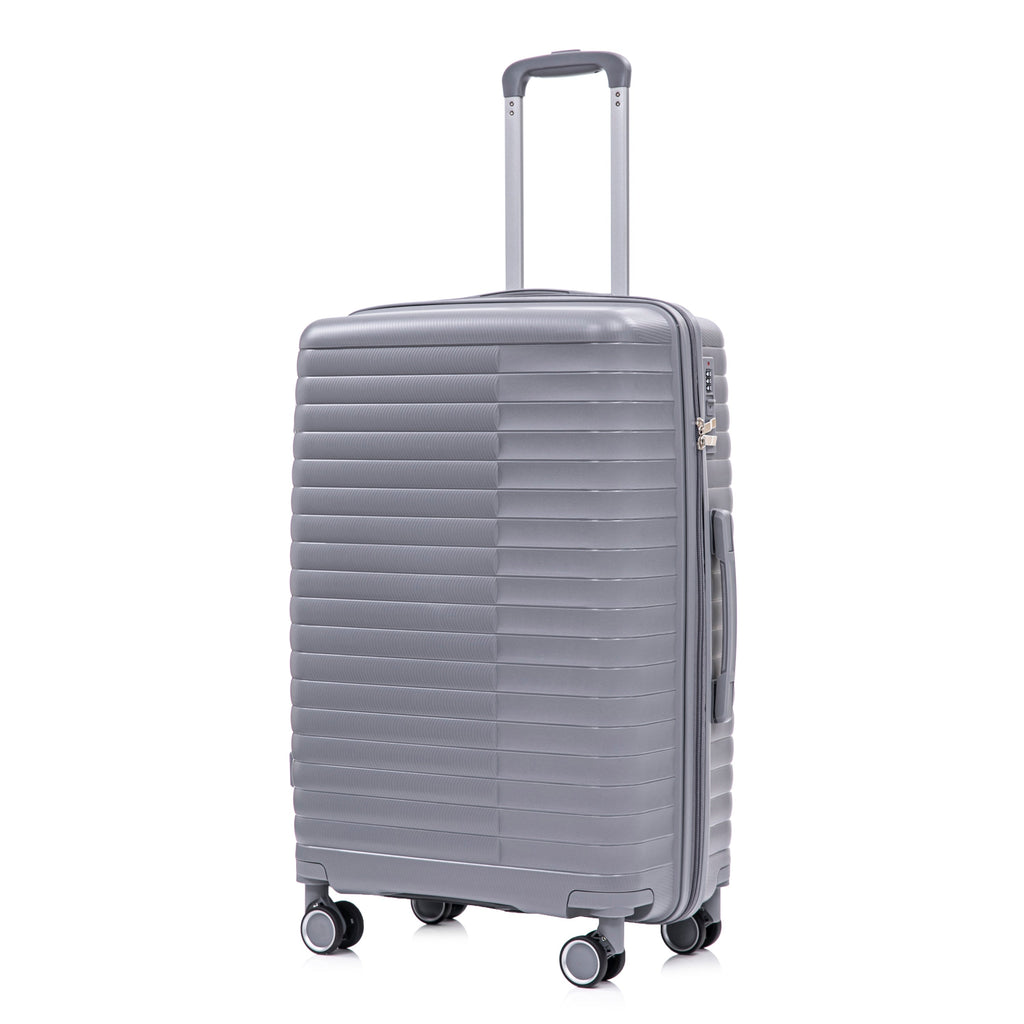 4-Piece PP Spinner Wheel Luggage Set with Cosmetic Case, Light Gray