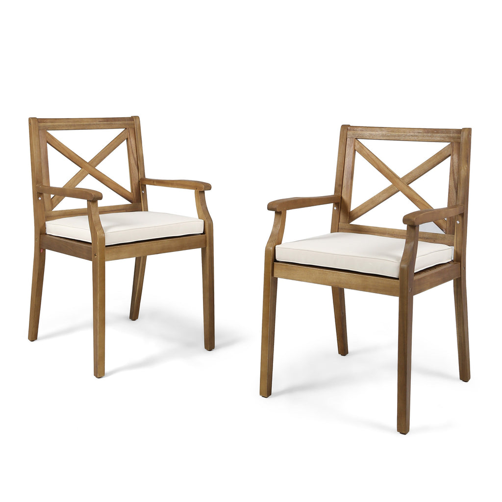 Perla Dining Chair 2-Piece Set with Cream Cushions