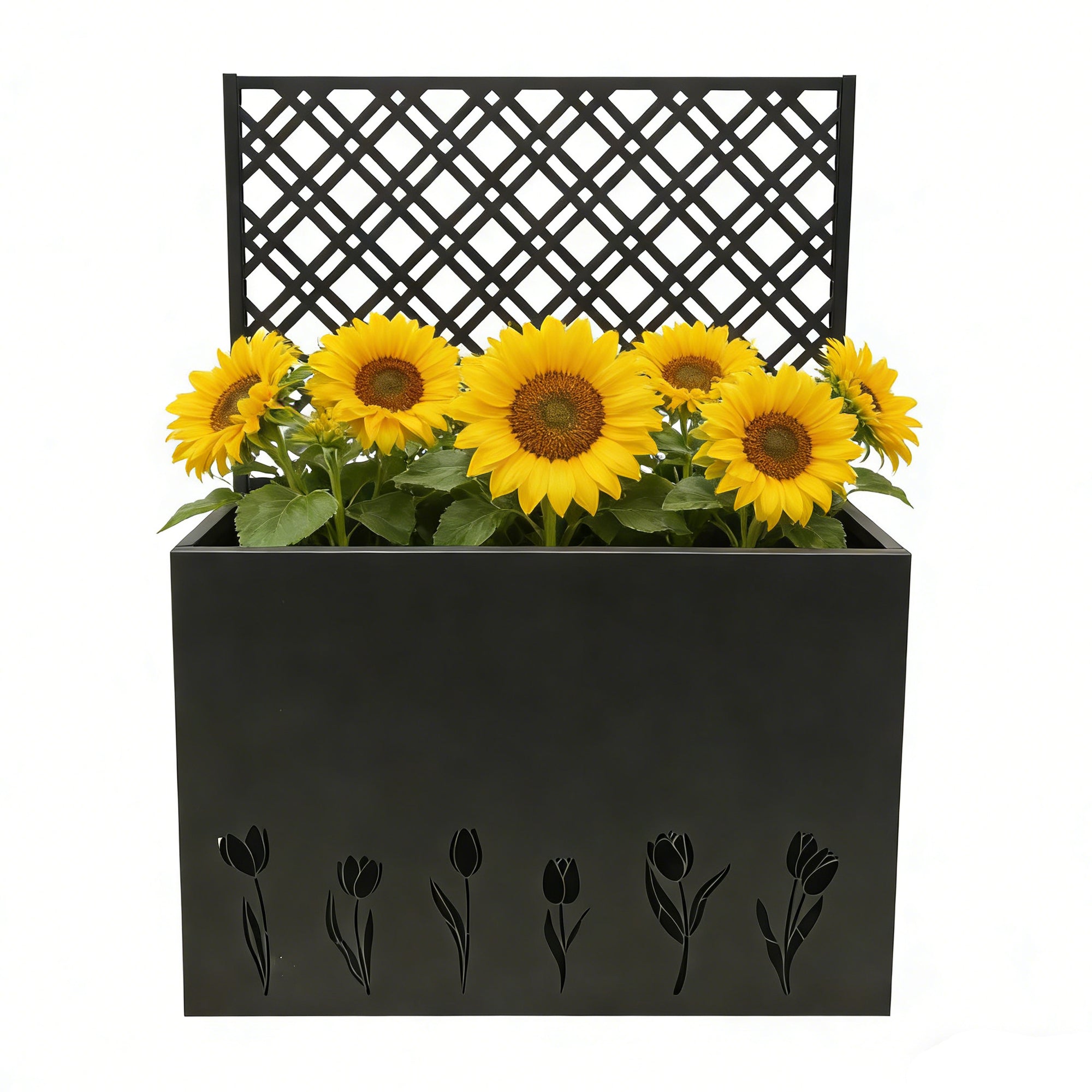 Tall Metal Planter Raised Garden Bed with Trellis