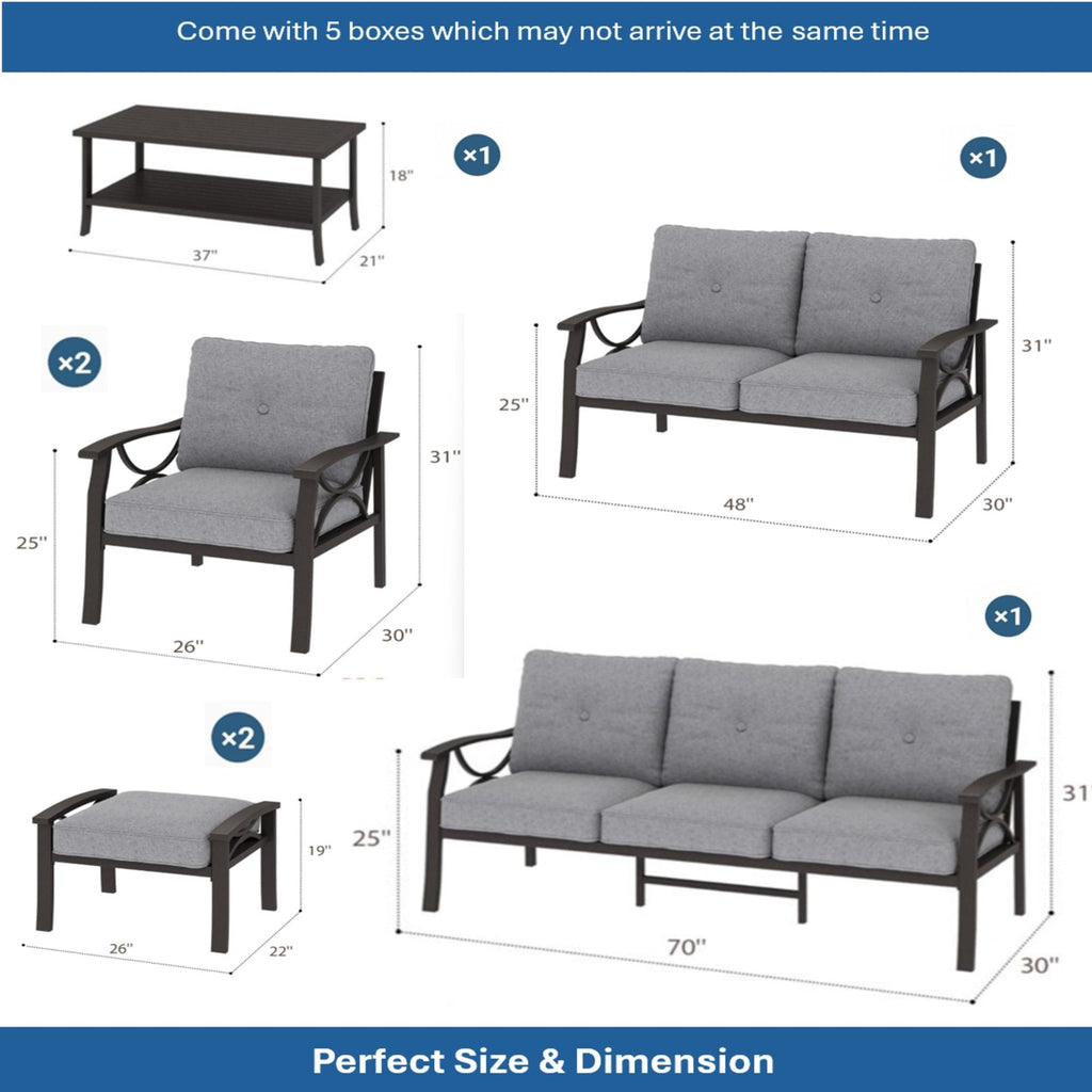 Patio Furniture Set with Coffee Table and Cushions for Backyard