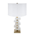D15x26.7' White and Gold Alabaster Slab Table Lamp