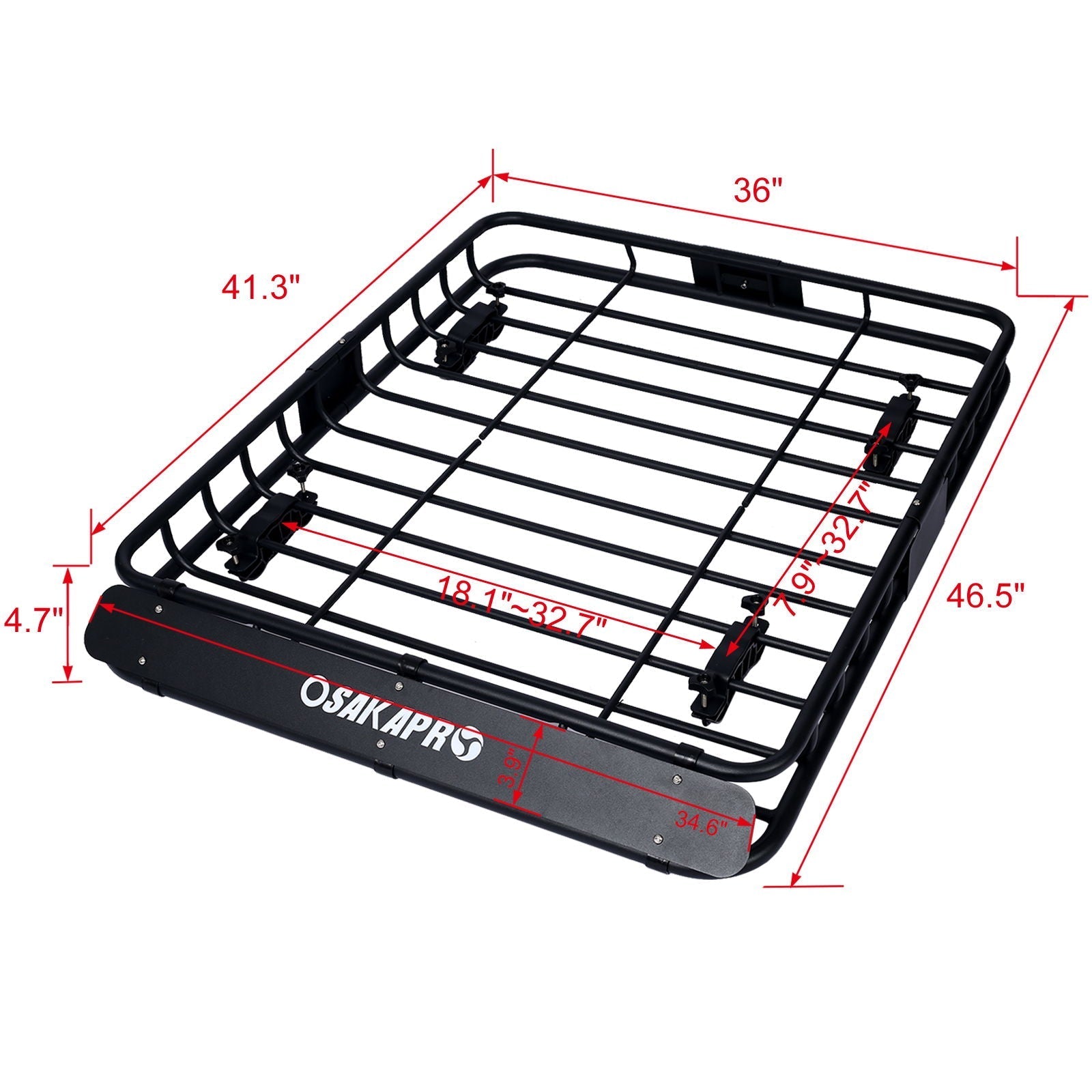 Motoring Rooftop Cargo Carrier Basket Steel Universal Fit Roof Rack