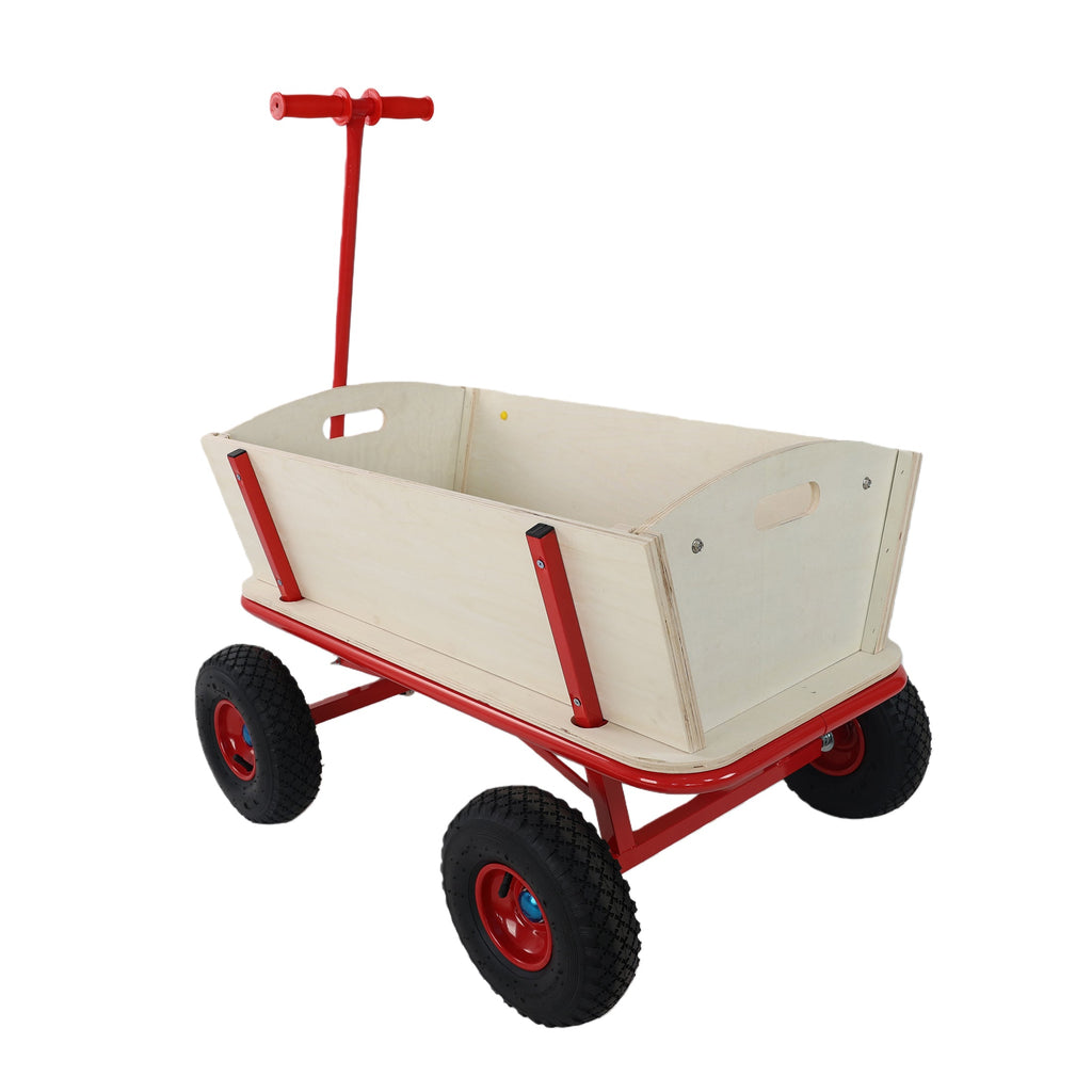 Wooden Children's Outdoor Stroller with Four-Wheel Design