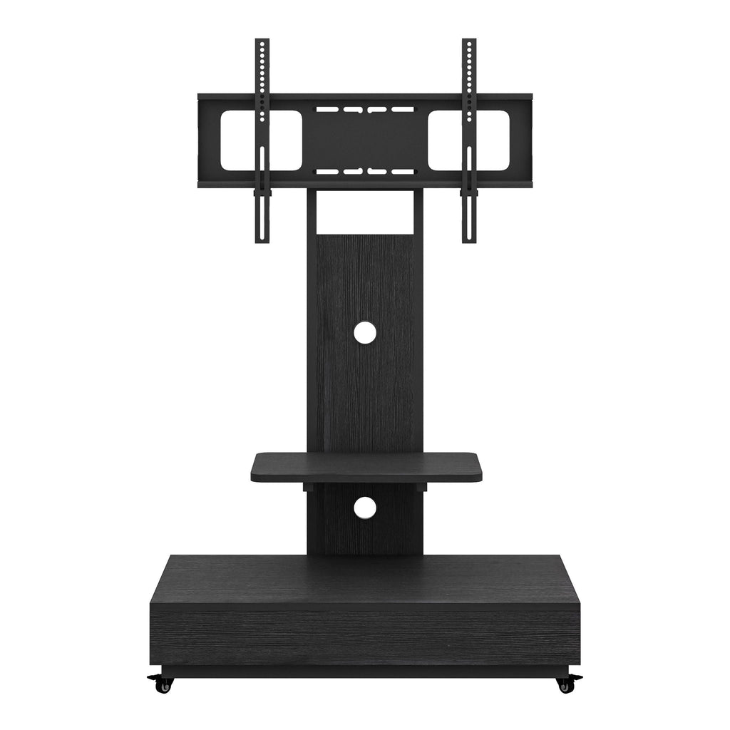 Mobile TV Cart With Push Pull Drawer, Lockable Wheels