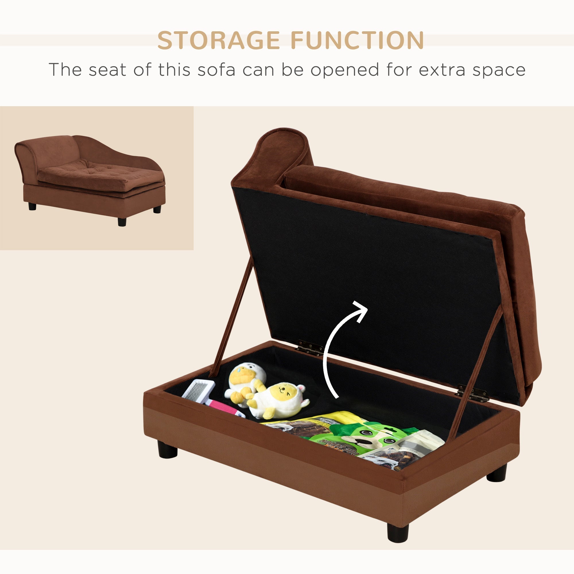 PawHut Luxury Fancy Dog Bed for Small Dogs with Hidden Storage