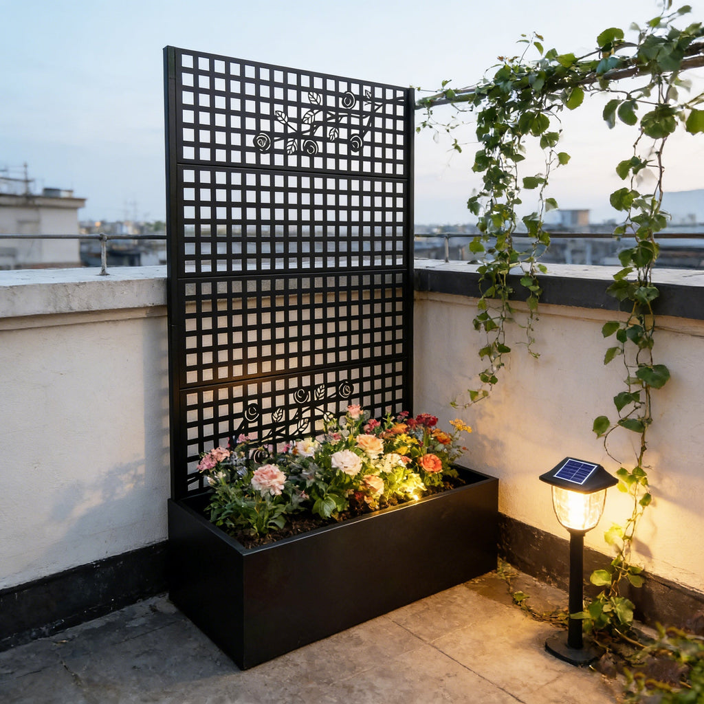 Metal Planter Box with Trellis 70.9in H x 43.3in W x 15.8in D