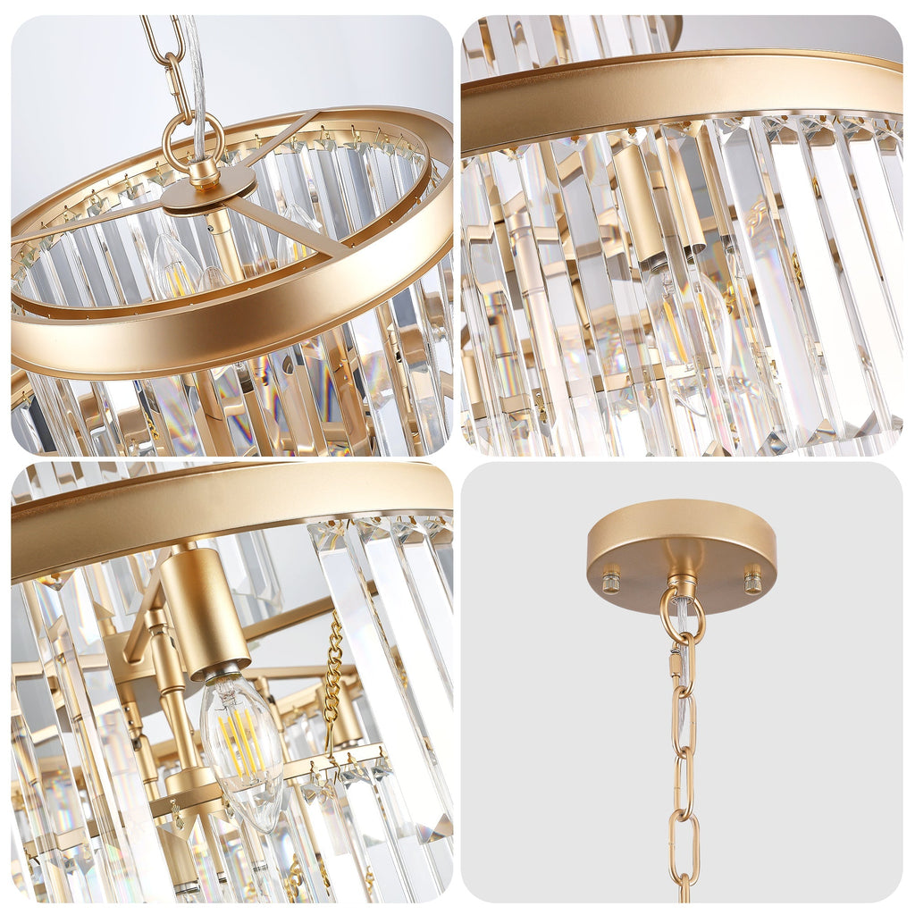 Golden Luxury Crystal Chandelier 23.6 Inch