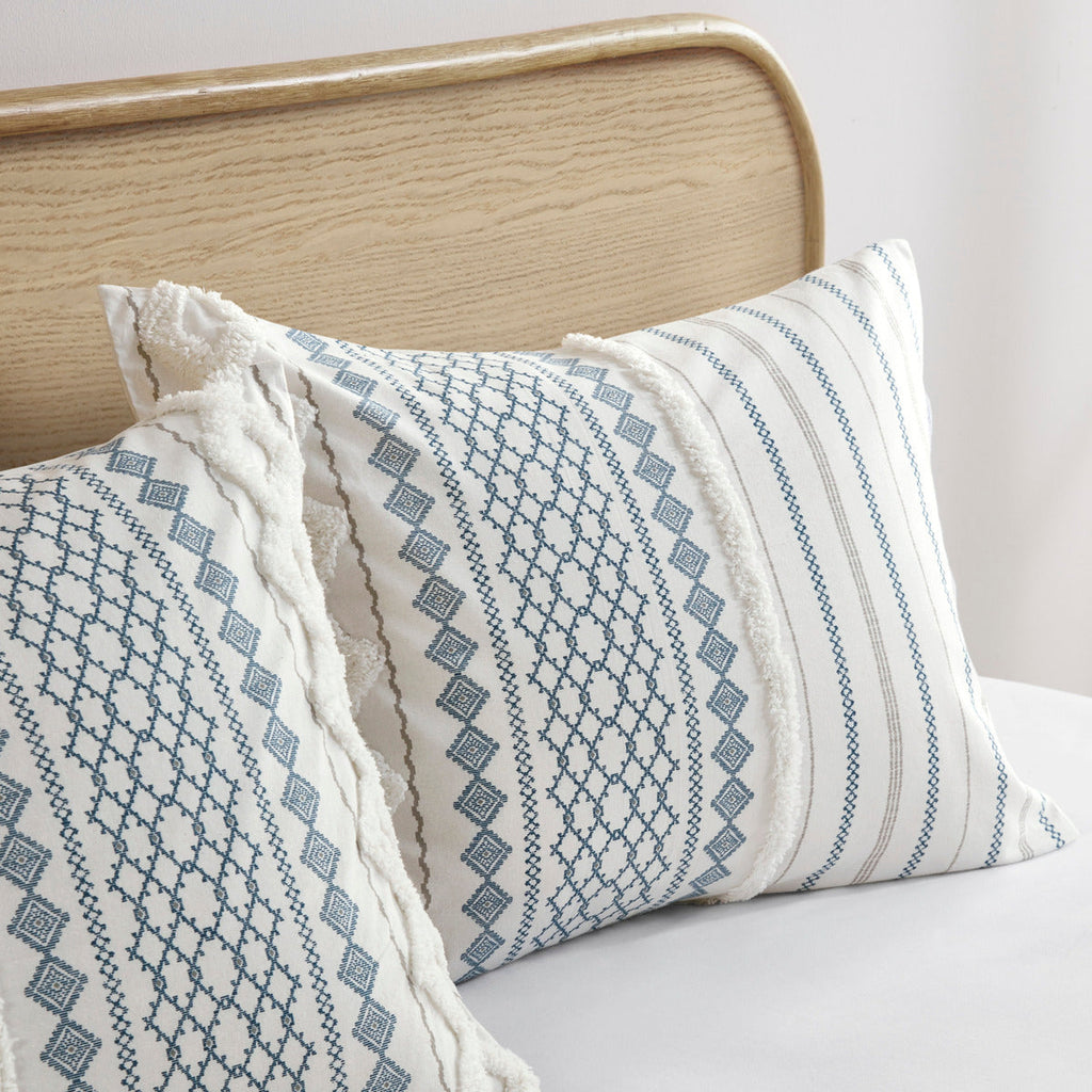 King/Cal King Cotton Printed Duvet Cover Set with Chenille