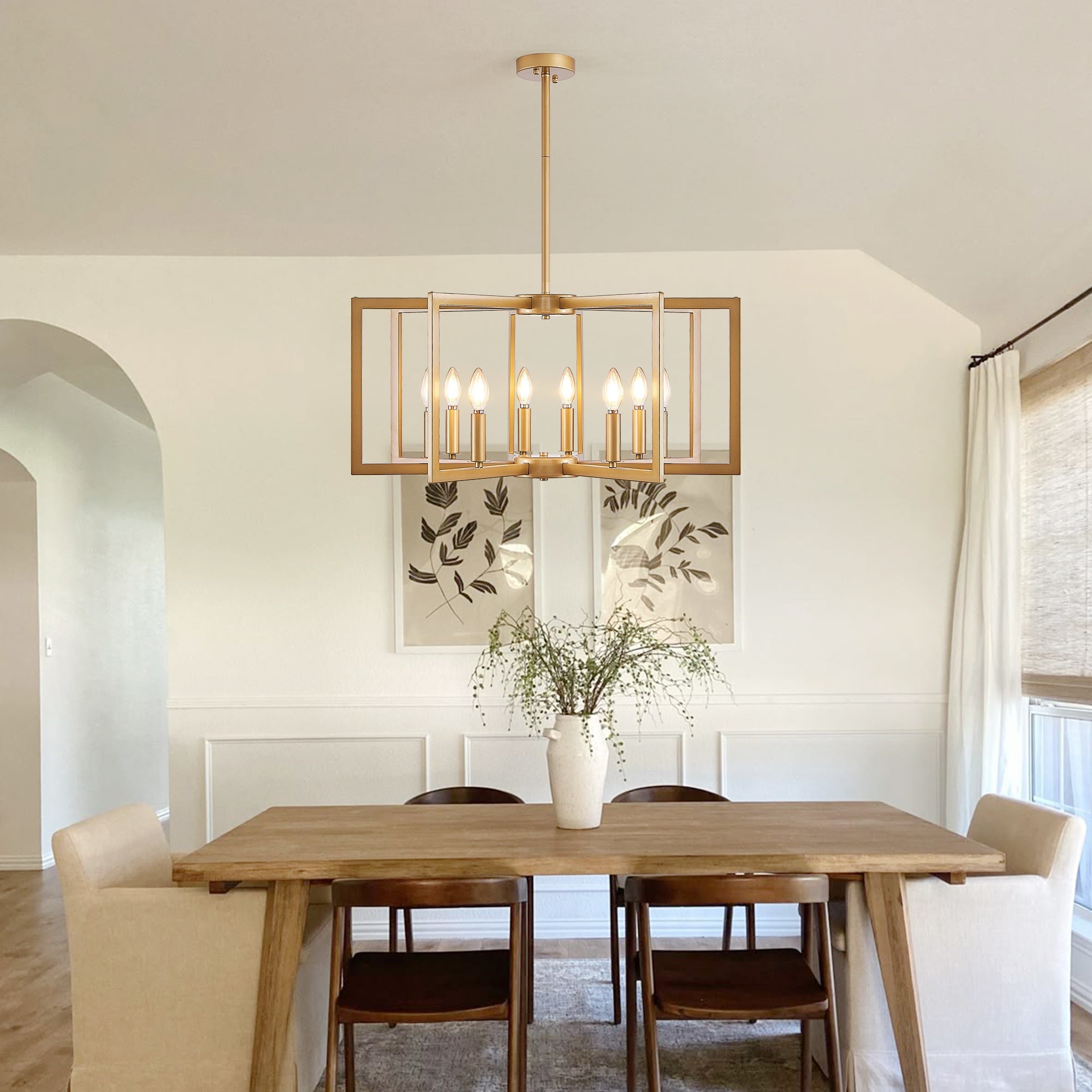 27' Modern Golden Geometric 8-Light Chandelier