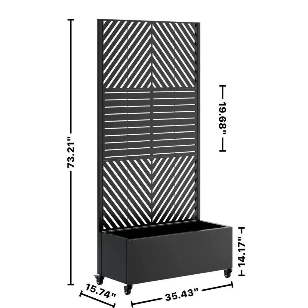 Metal Planter Box with Trellis, 73'x35'x16 Raised Garden Bed