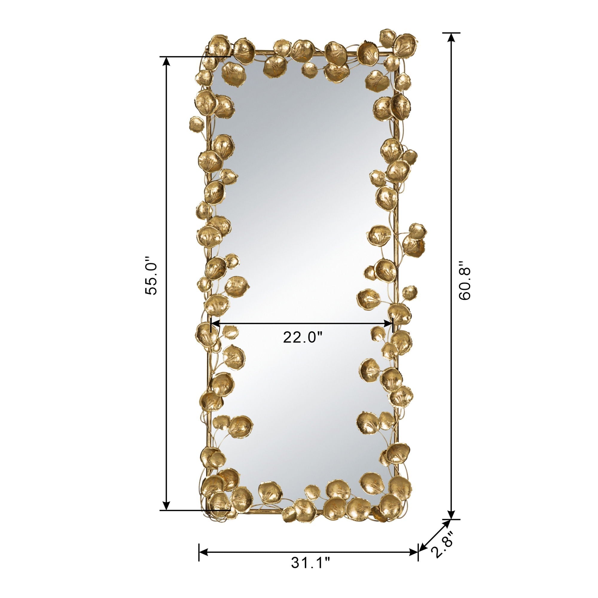 Full Length Mirror with Gold Leaf Accents
