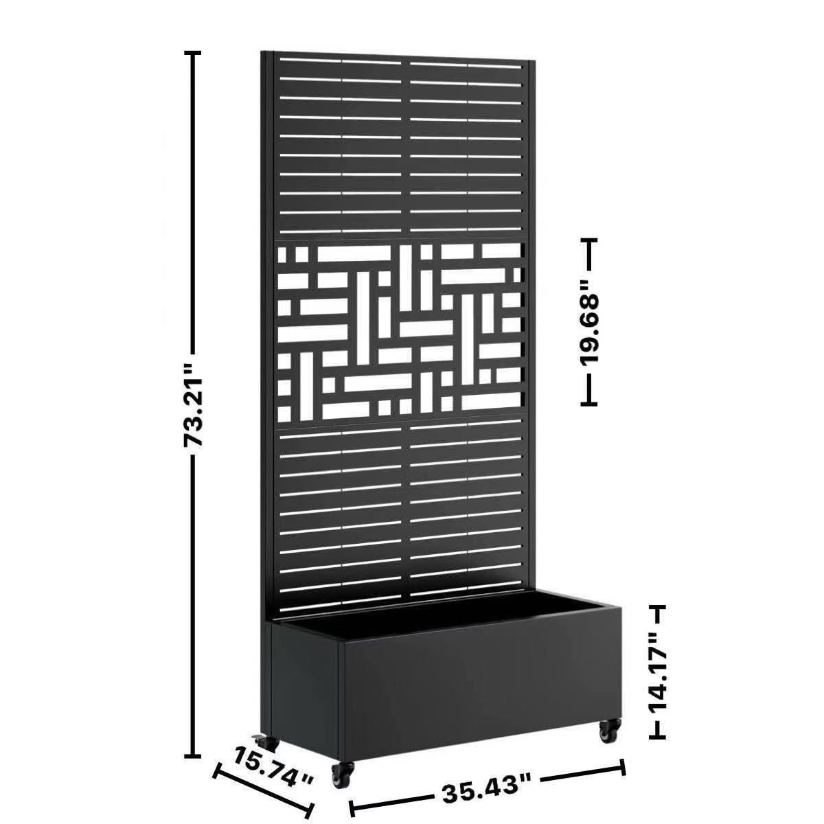 Metal Planter Box with Trellis, 73"x35"x16" Raised Garden Bed