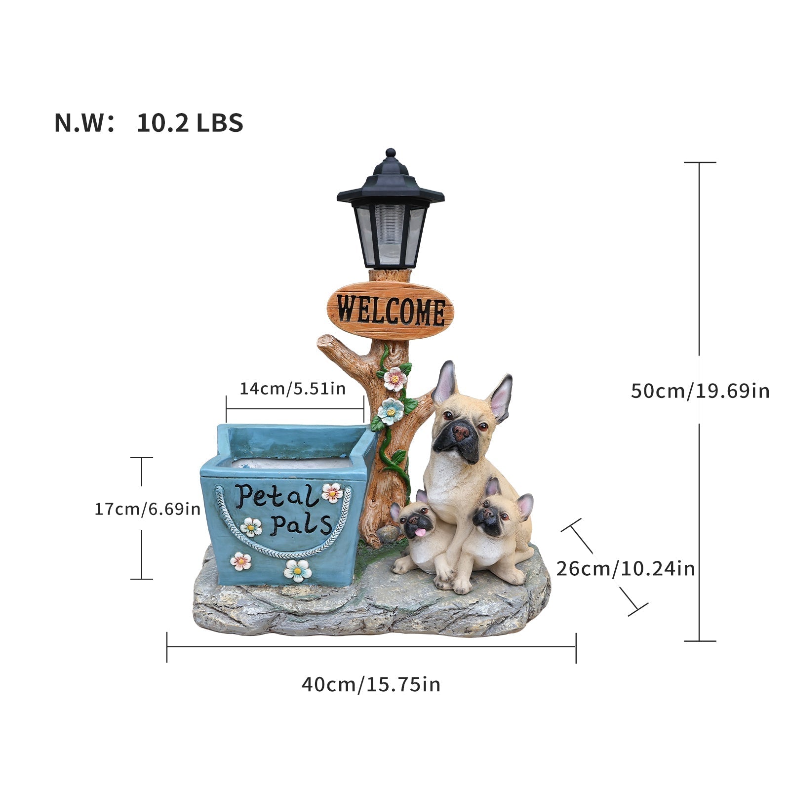 French Bulldog Family Planter Statue