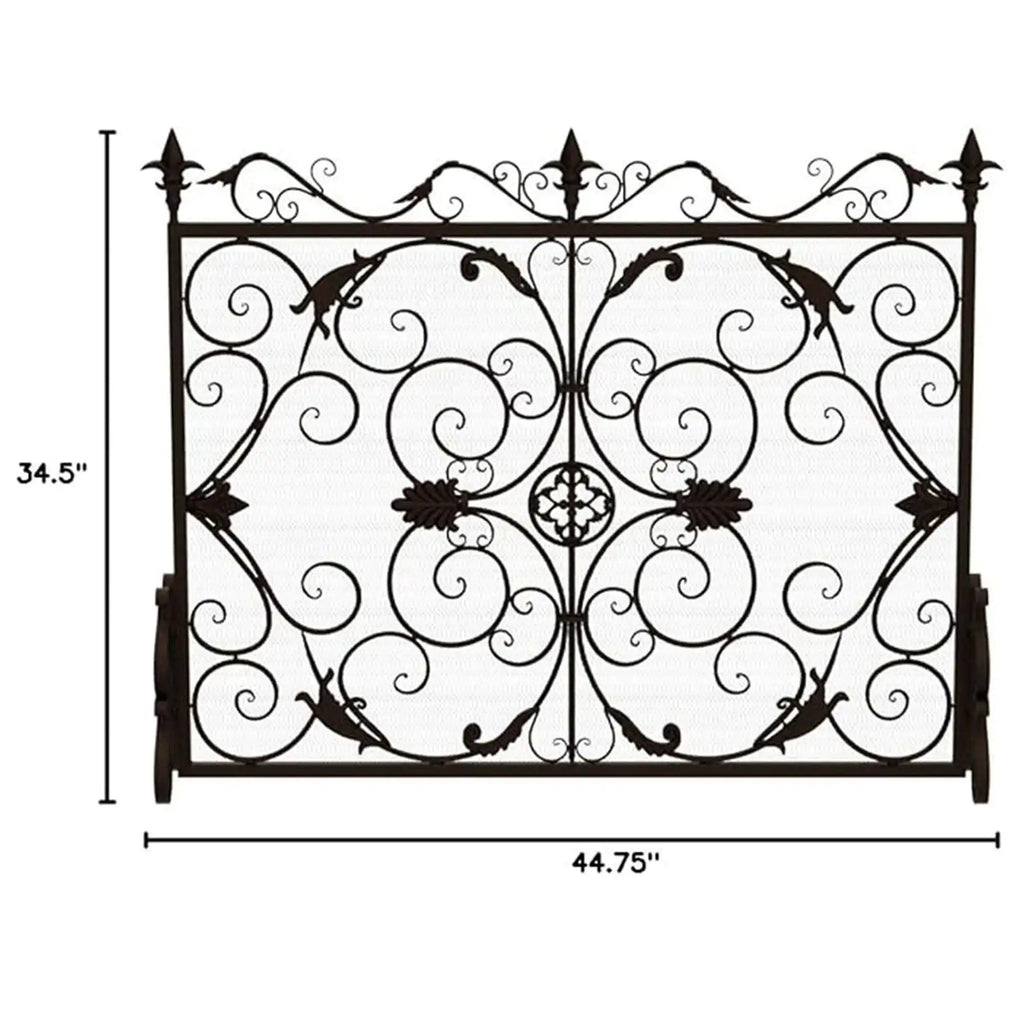 Darcie Wrought Iron Fireplace Screen Ornate Design