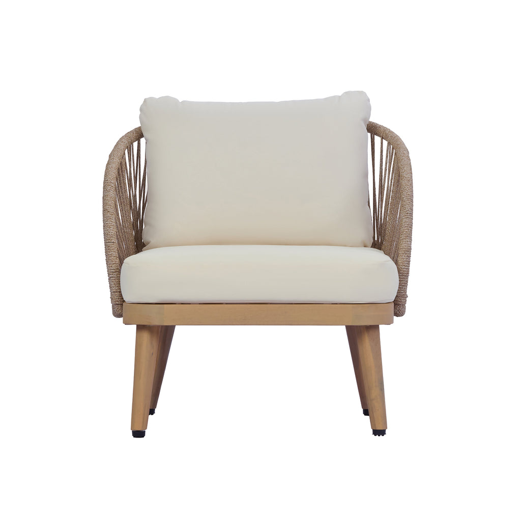 Acacia Wood Outdoor Club Chair, Curved Tub Design Patio Chair