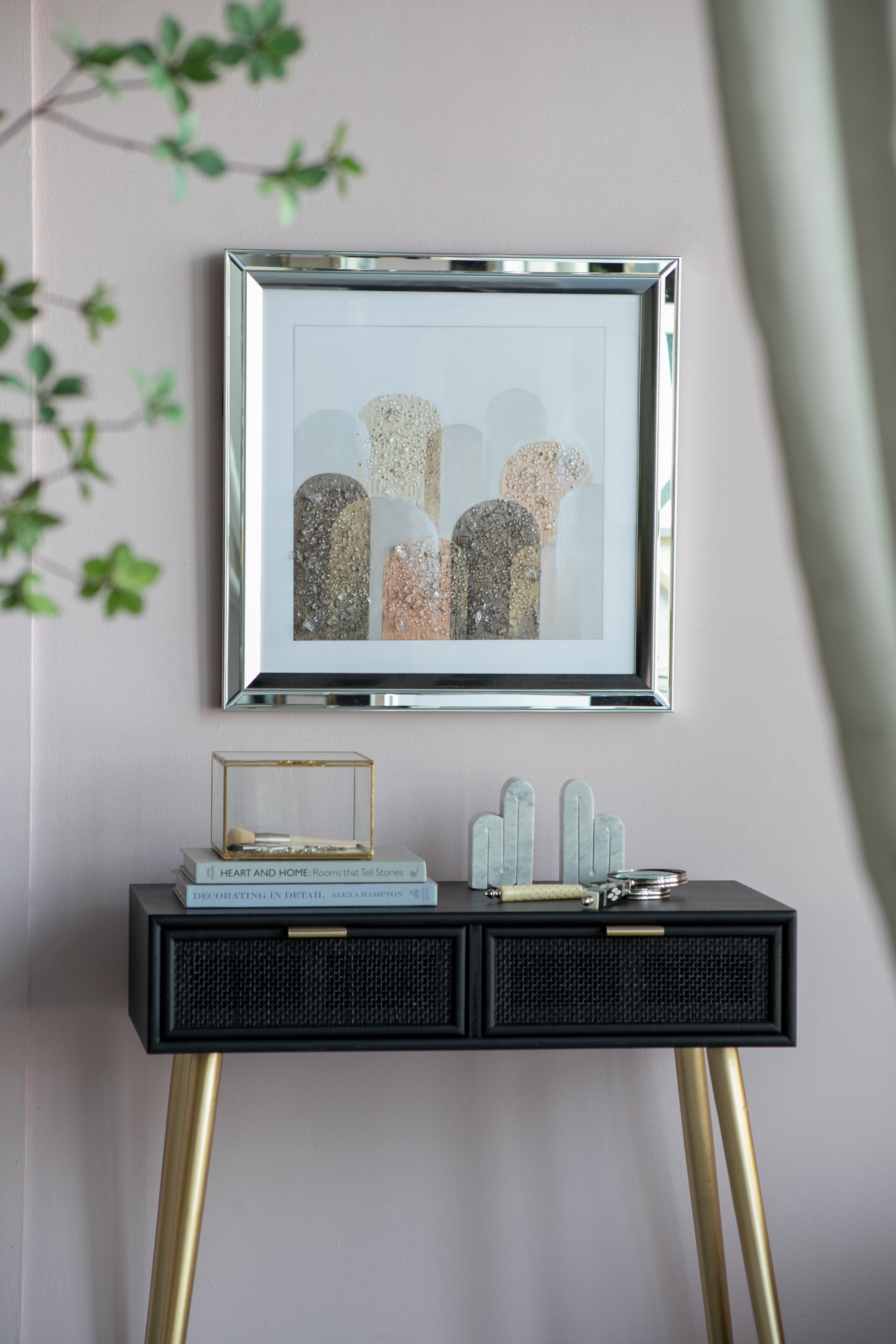 S/2 23.6x23.6' Kaiden Crystal Mirror Framed Wall Art
