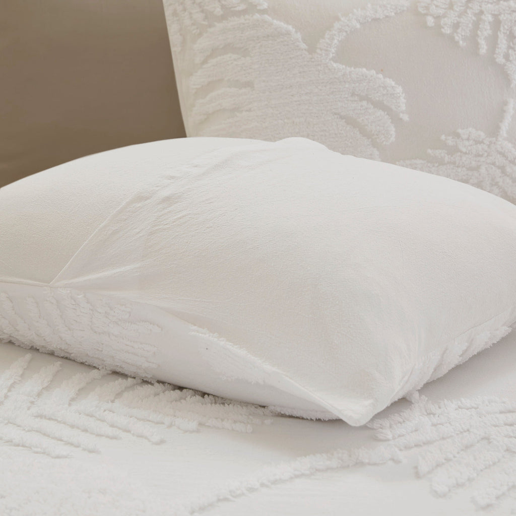 3 Piece Tufted Cotton Chenille Palm Comforter Set Off-White King/Cal King