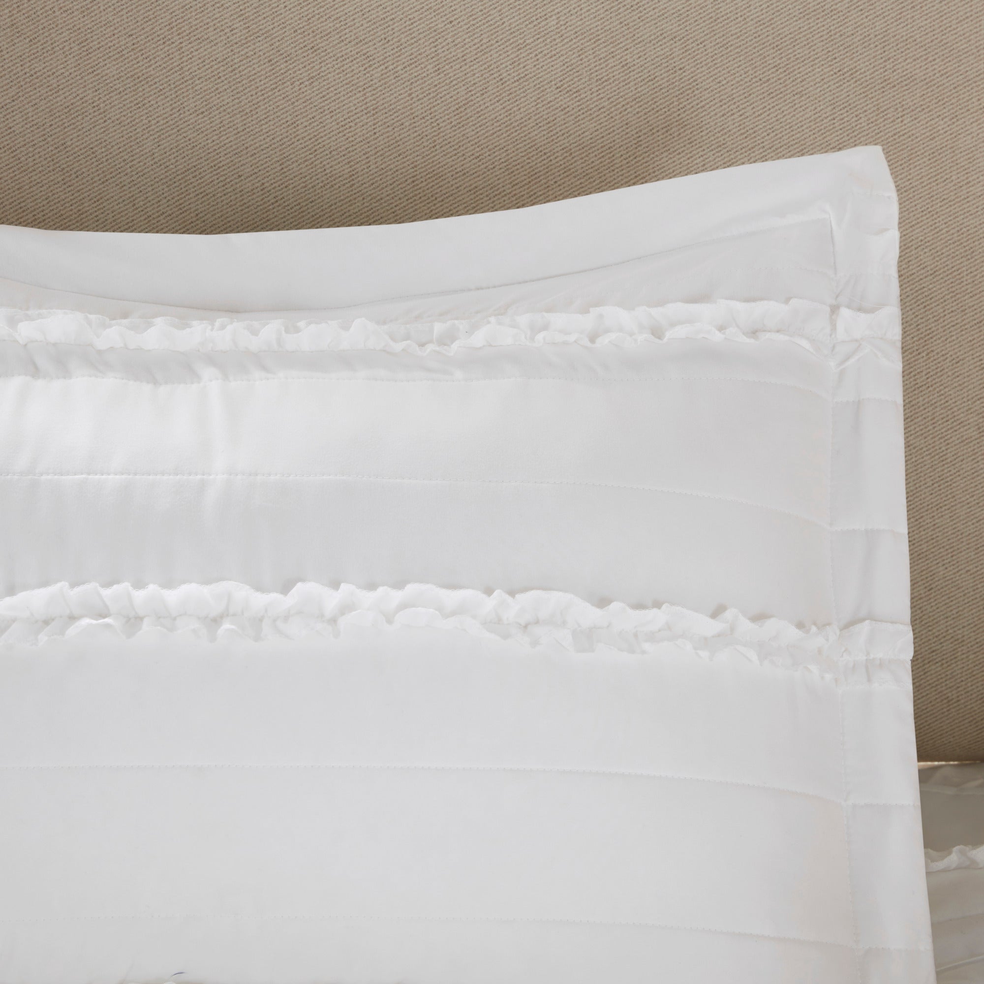 5 Piece Microfiber Ruffled Comforter Set - White California King