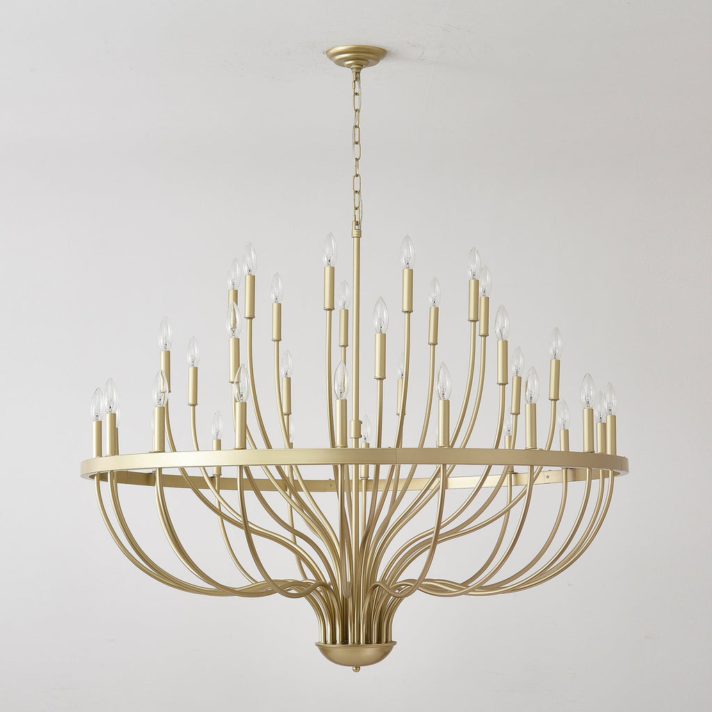 36-Light Gold Industrial Iron Candle Chandelier