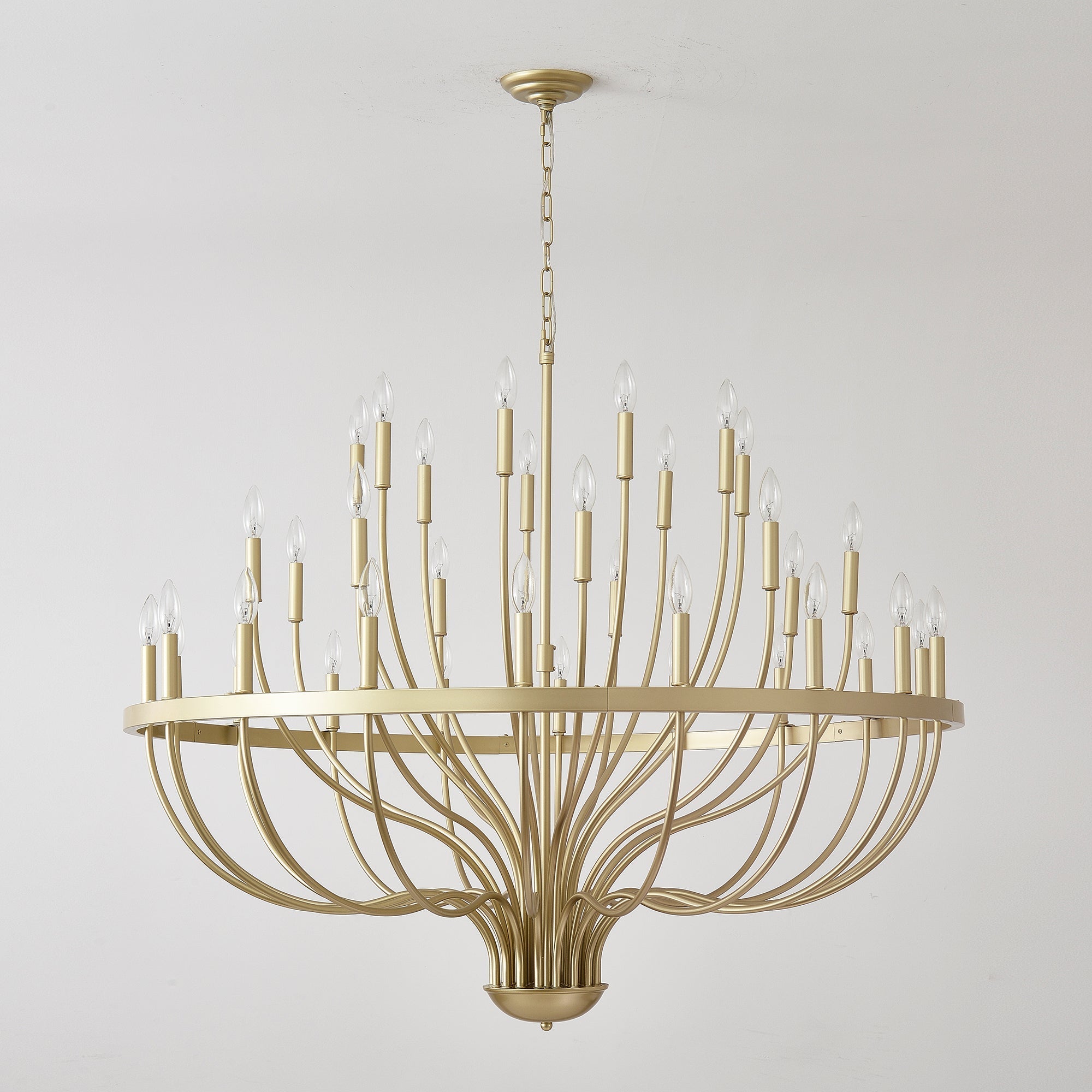 36-Light Gold Industrial Iron Candle Chandelier