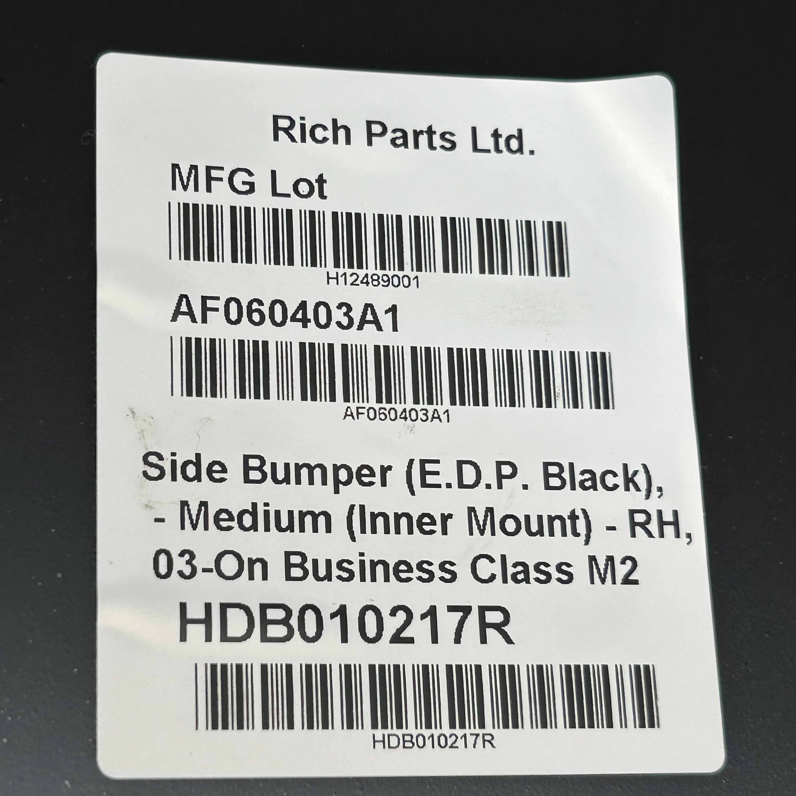 RICH PARTS Passenger Side Inner Bumper End For Freightliner Black M2-08-14