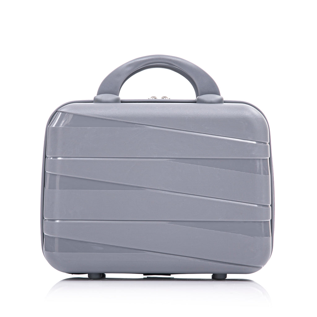 4-Piece PP Spinner Wheel Luggage Set with Cosmetic Case, Light Gray