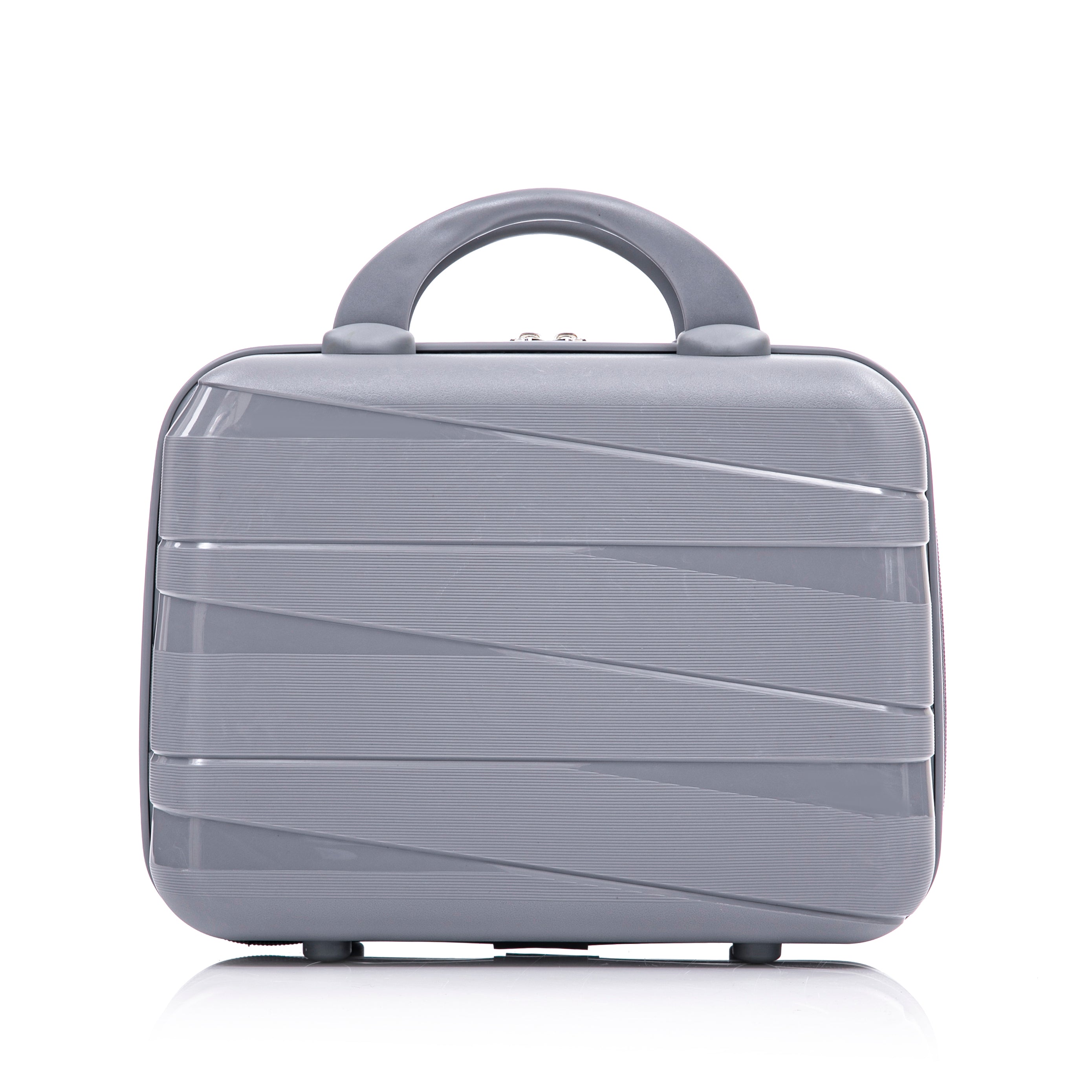 4-Piece PP Spinner Wheel Luggage Set with Cosmetic Case, Light Gray
