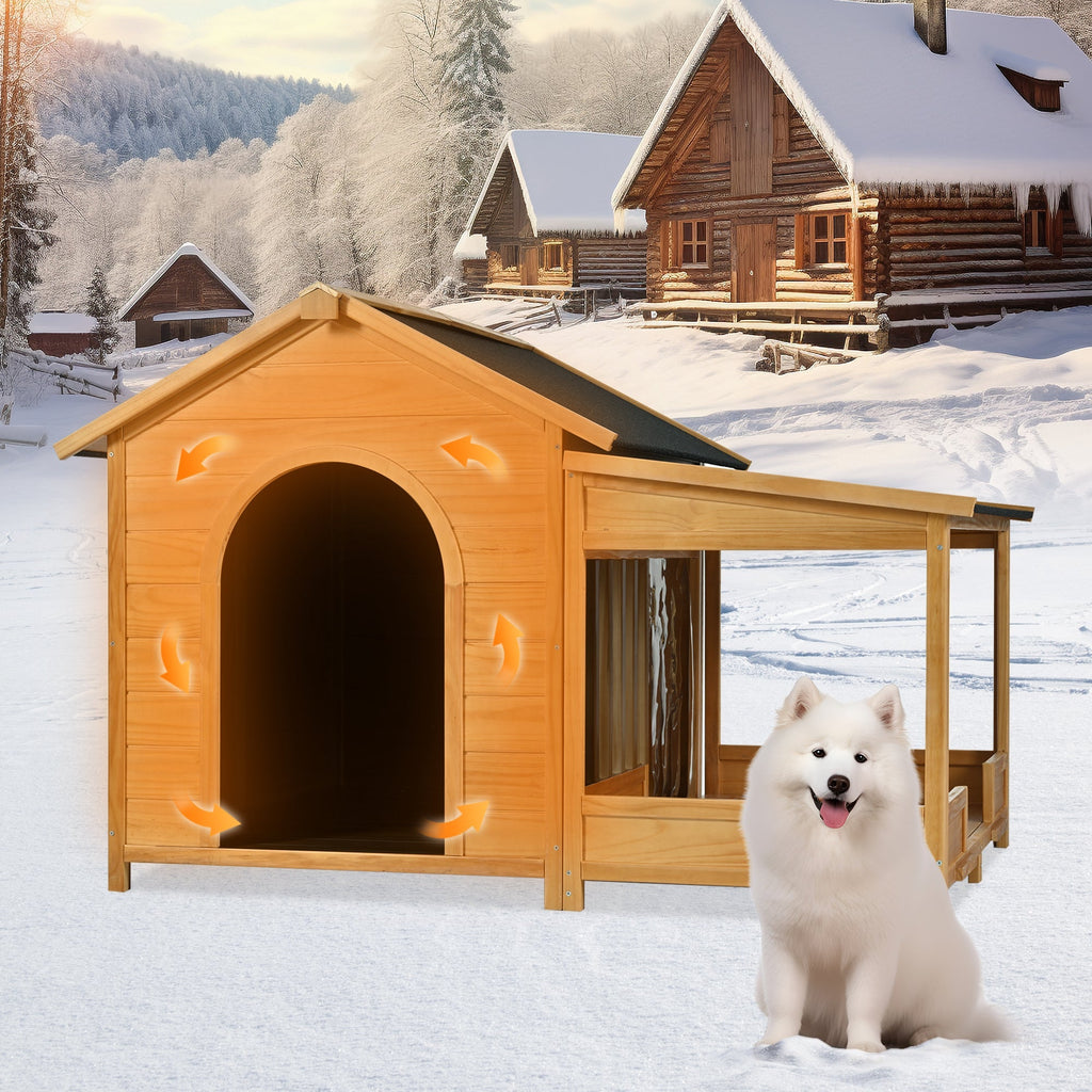 60.2 Inch Large Outdoor Dog House with Insulated Liner