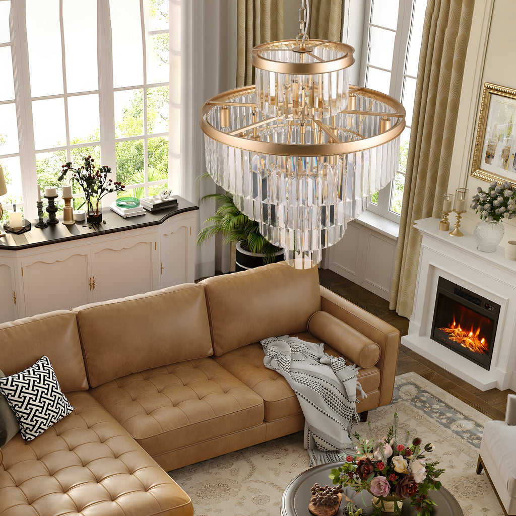 Golden Luxury Crystal Chandelier 23.6 Inch