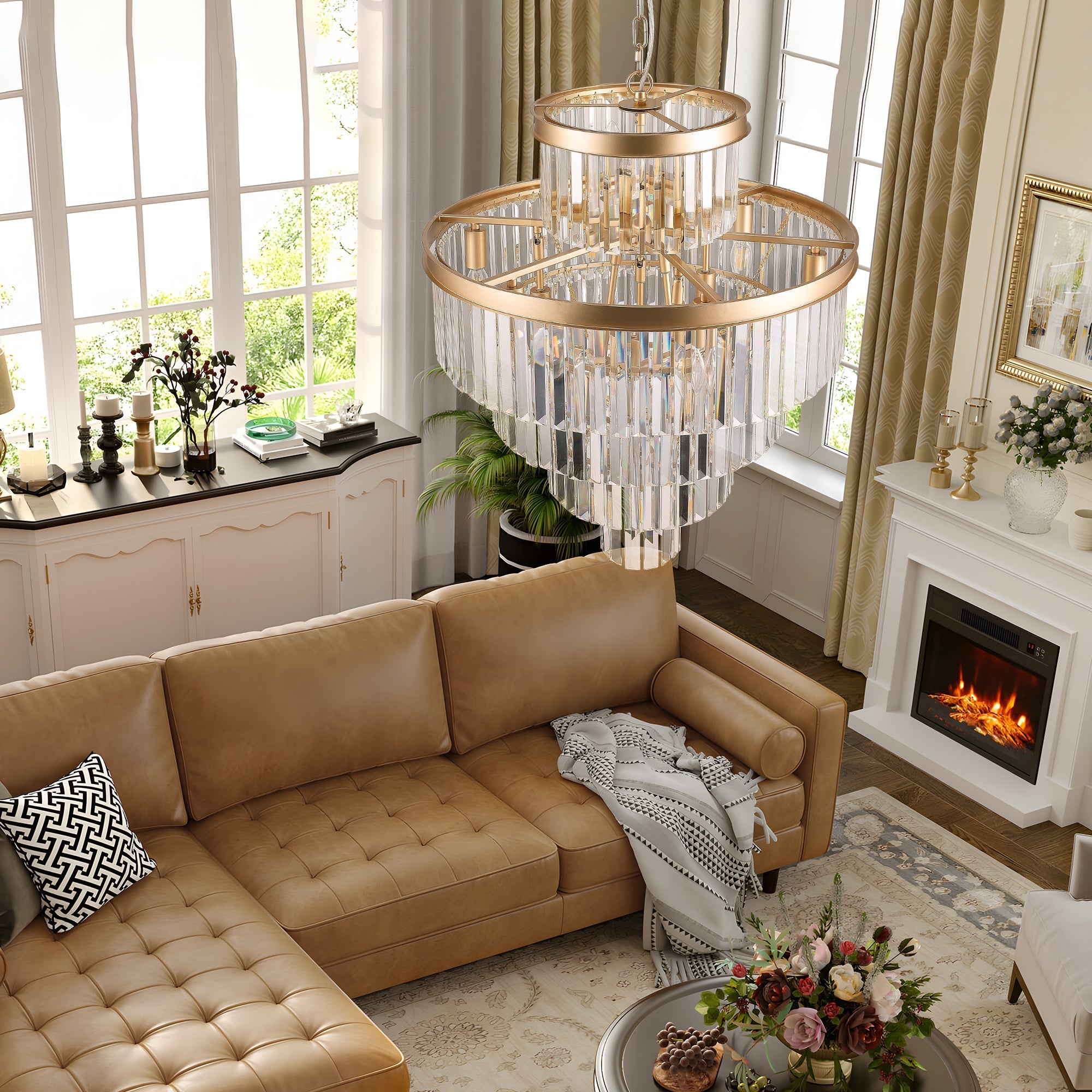 Golden Luxury Crystal Chandelier 23.6 Inch