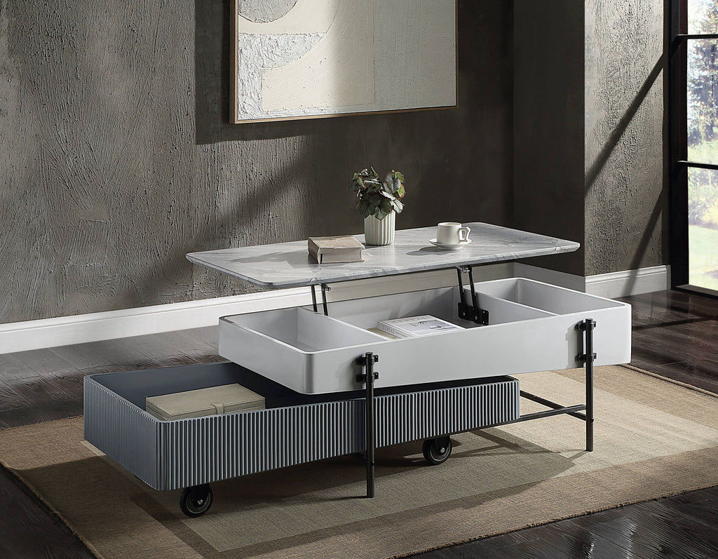 Wilkins High Gloss Coffee Table with Lift Top - Gray / White