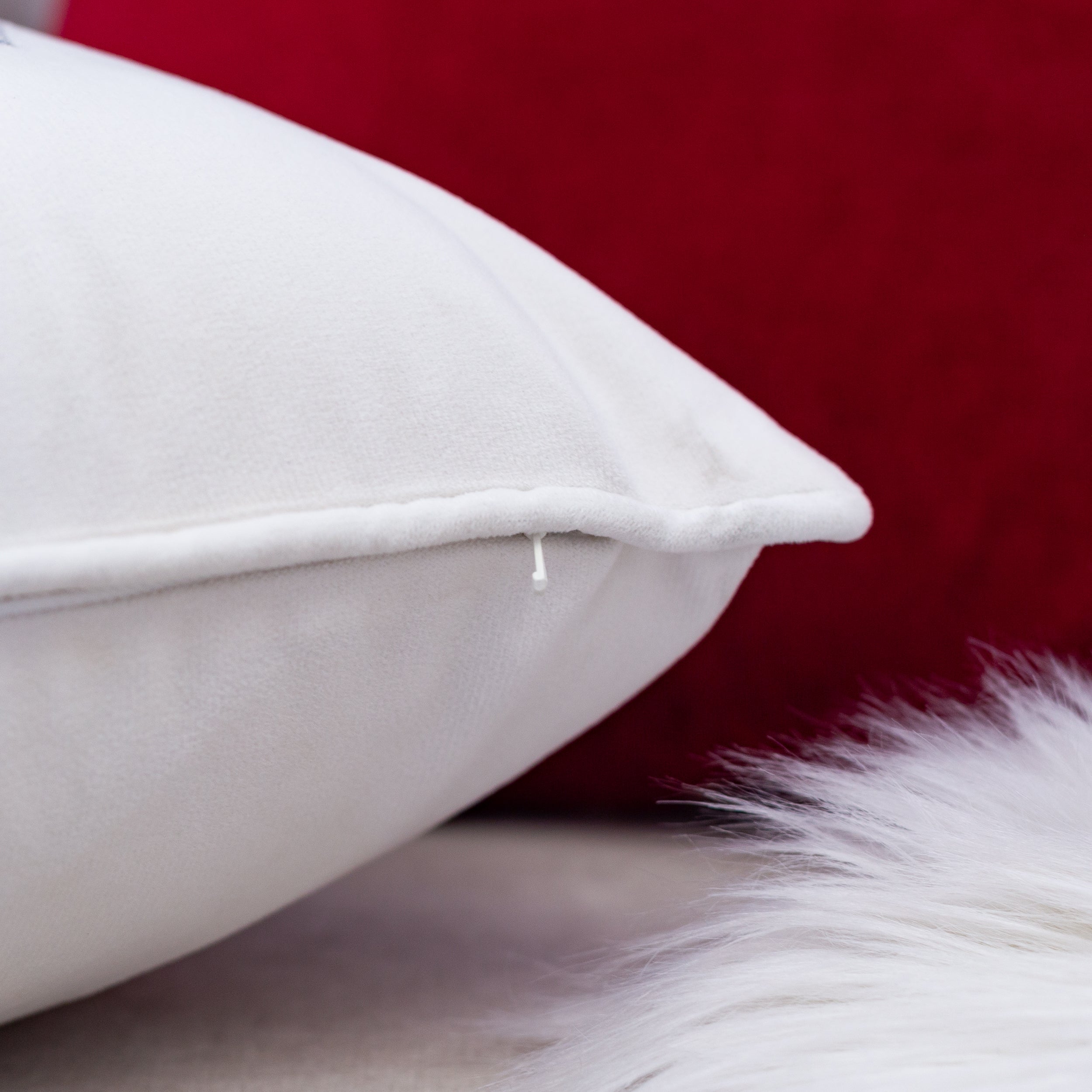 Nneka Let It Snow Ivory Velvet Lumbar Pillow with Insert 14x20